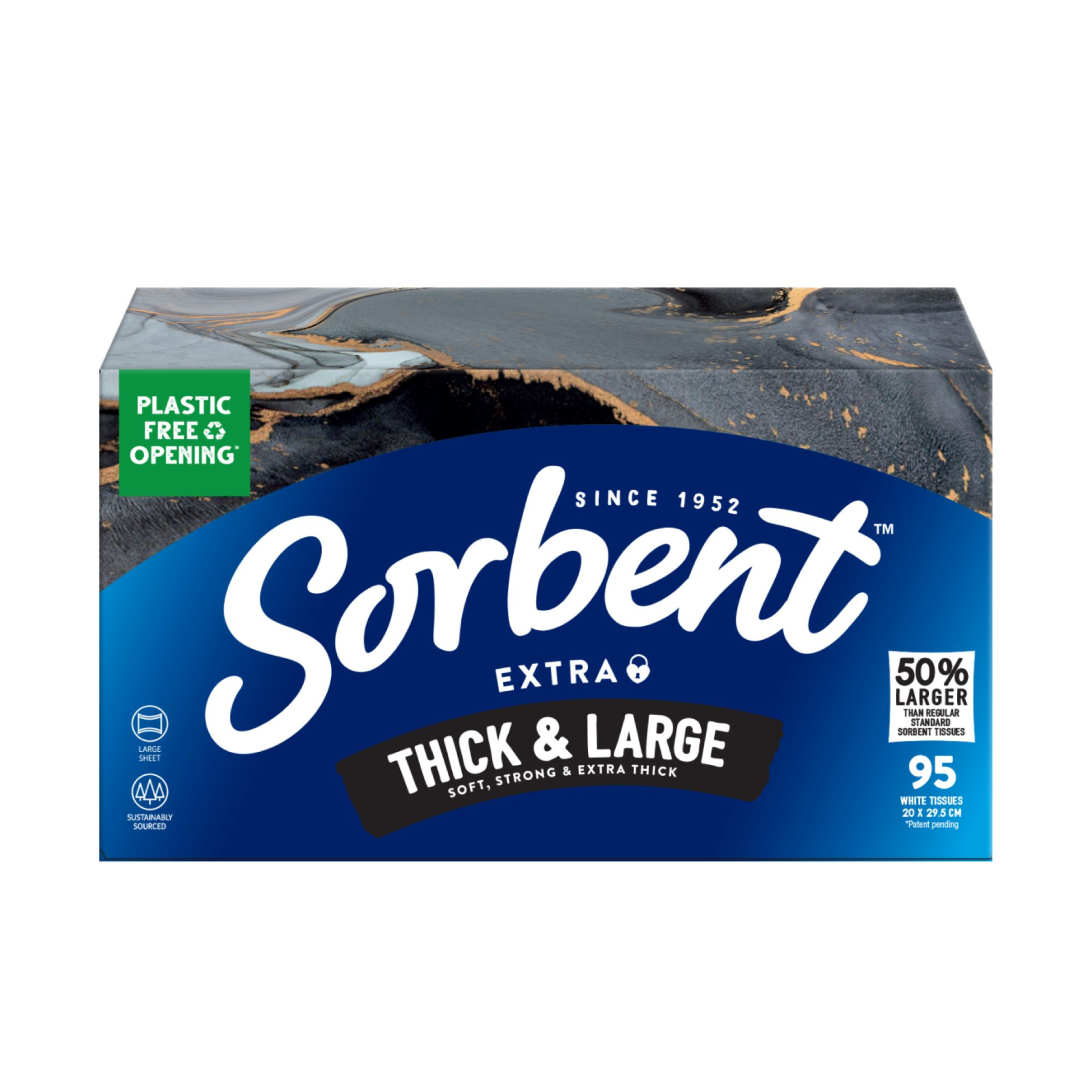 SORBENT FACIAL TISSUES THICK & LARGE 95 PACK