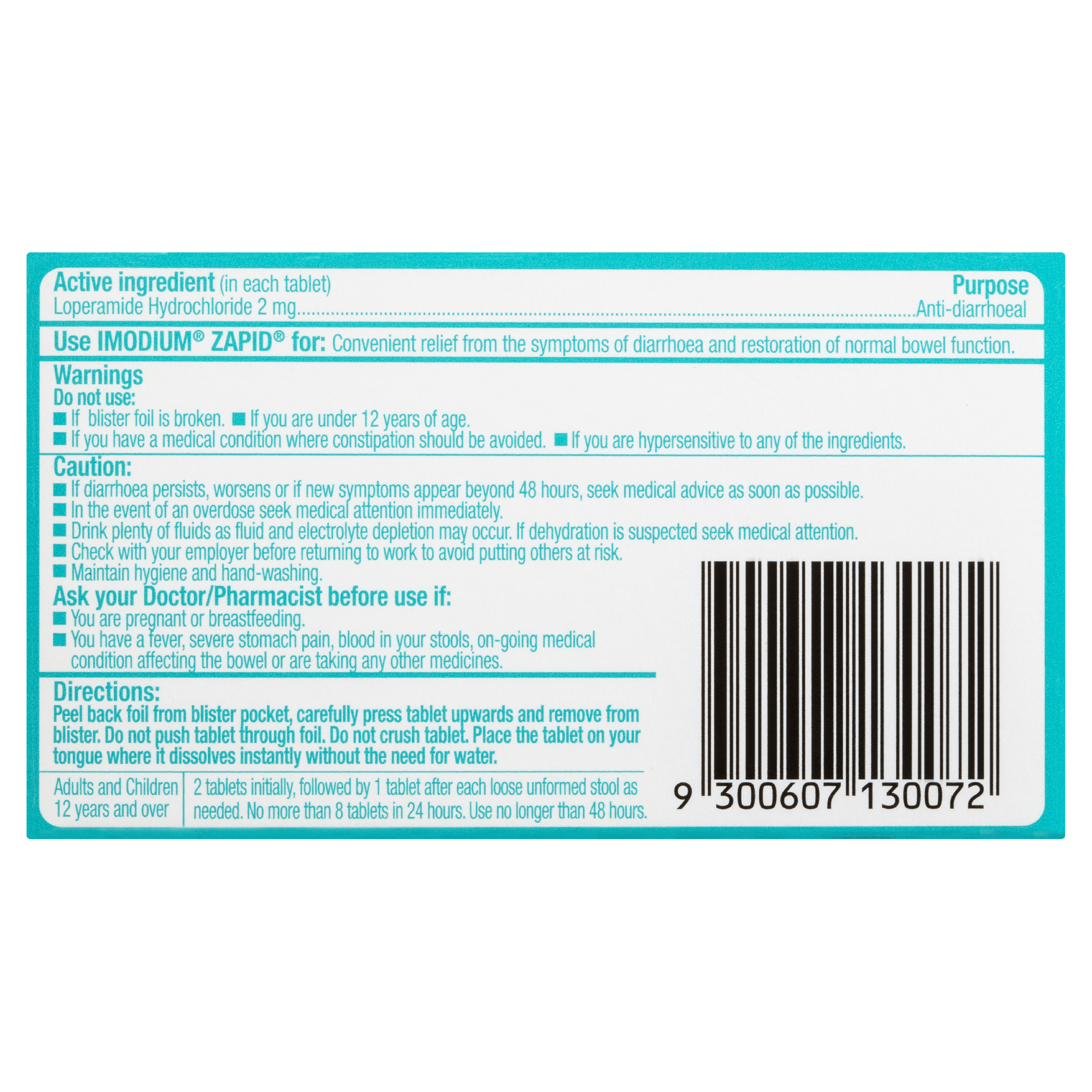 IMODIUM ZAPID DIARRHOEA RELIEF 12 TABLETS - Image 4