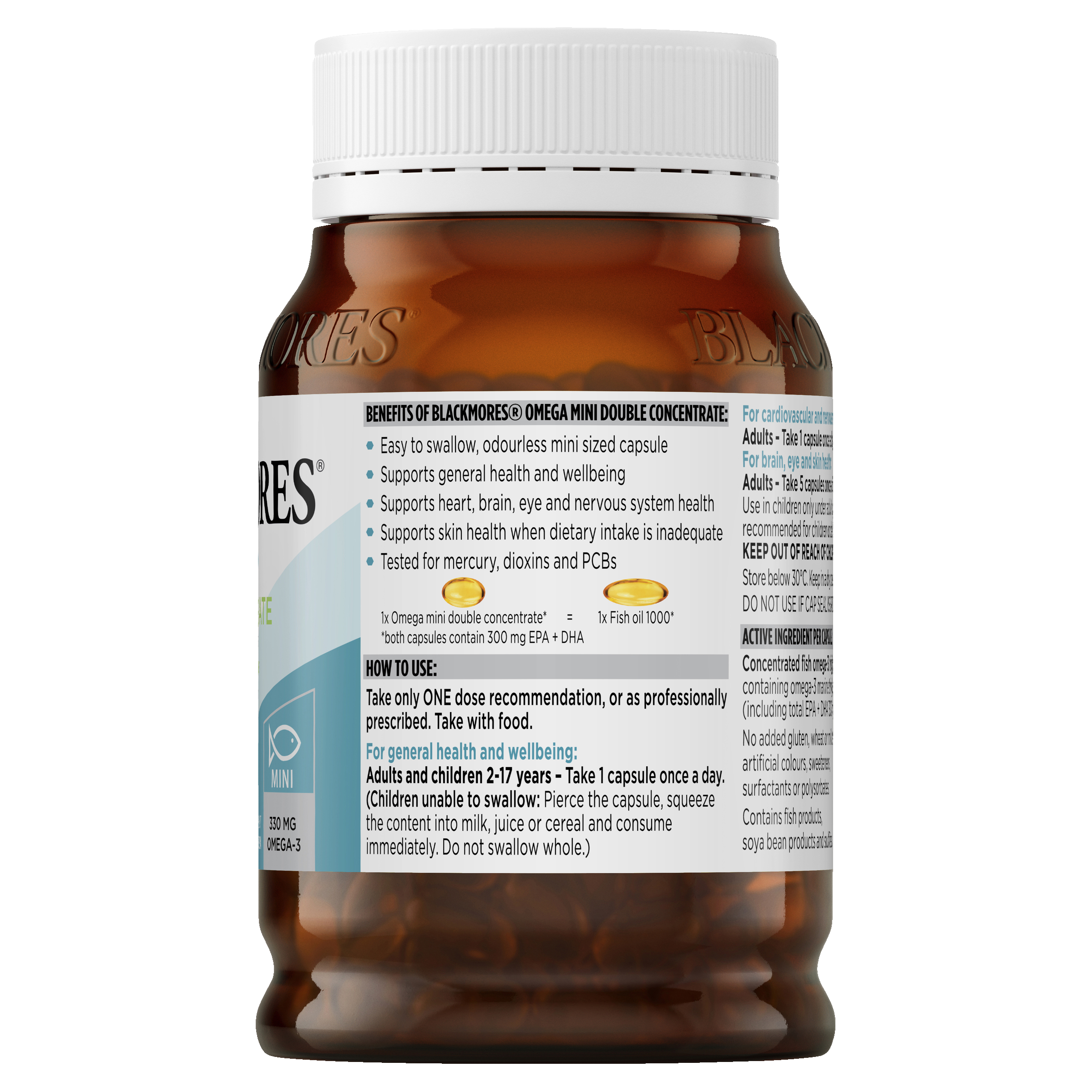 BLACKMORES OMEGA MINI DOUBLE CONCENTRATE 400 CAPSULES - Image 2