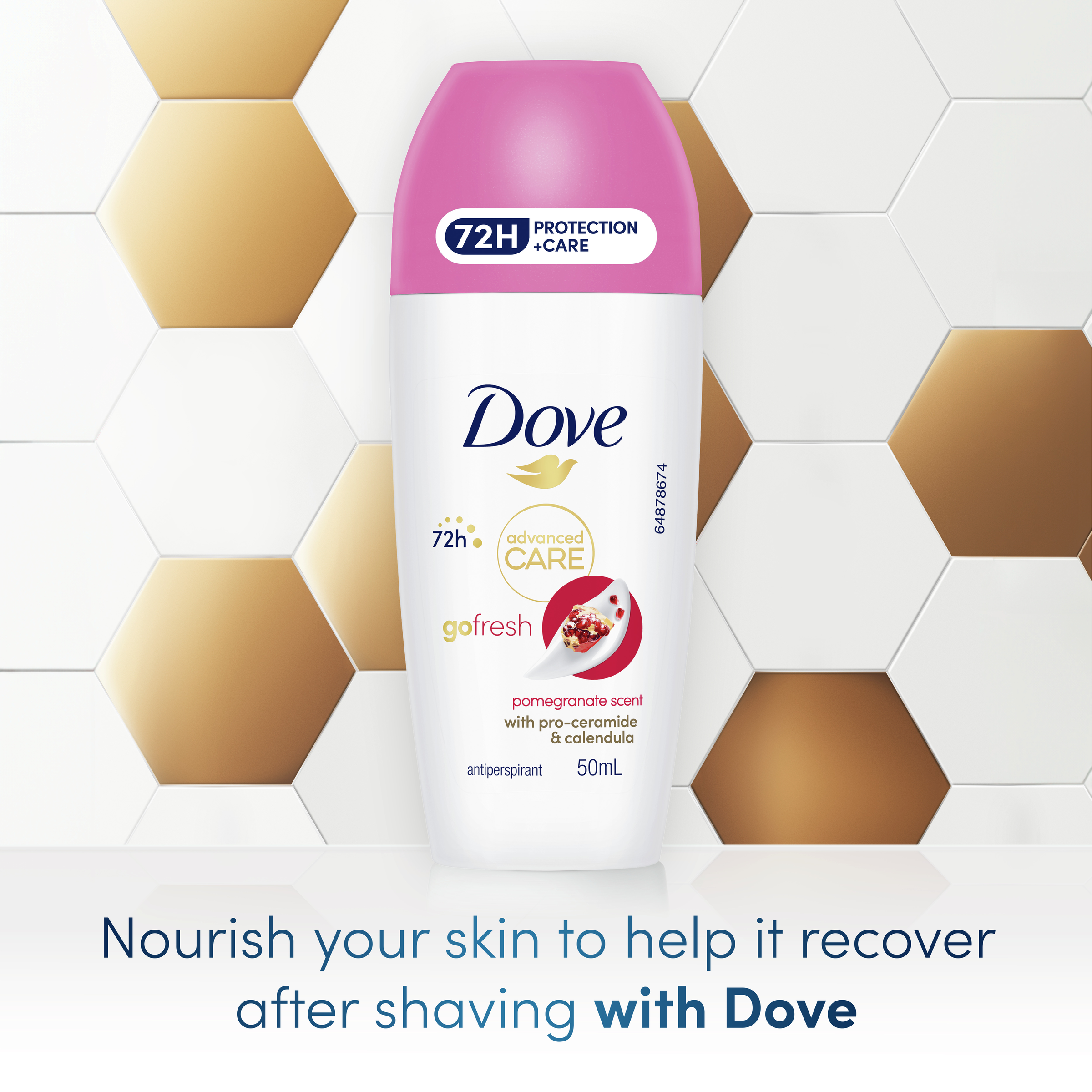 DOVE WOMEN ANTIPERSPIRANT ADVANCED CARE POMEGRANATE ROLL ON 50ML - Image 4