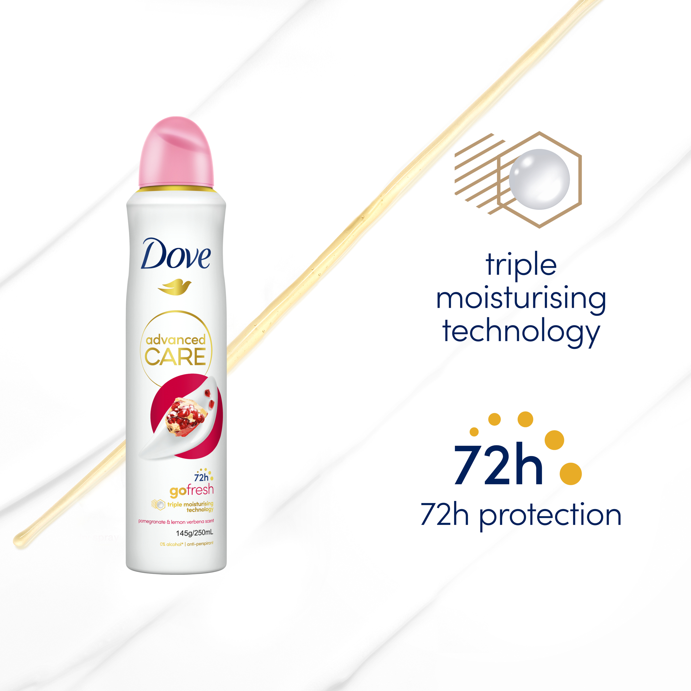 DOVE WOMEN ANTIPERSPIRANT ADVANCE POMEGRANATE & LEMON VERBENA 250ML - Image 4