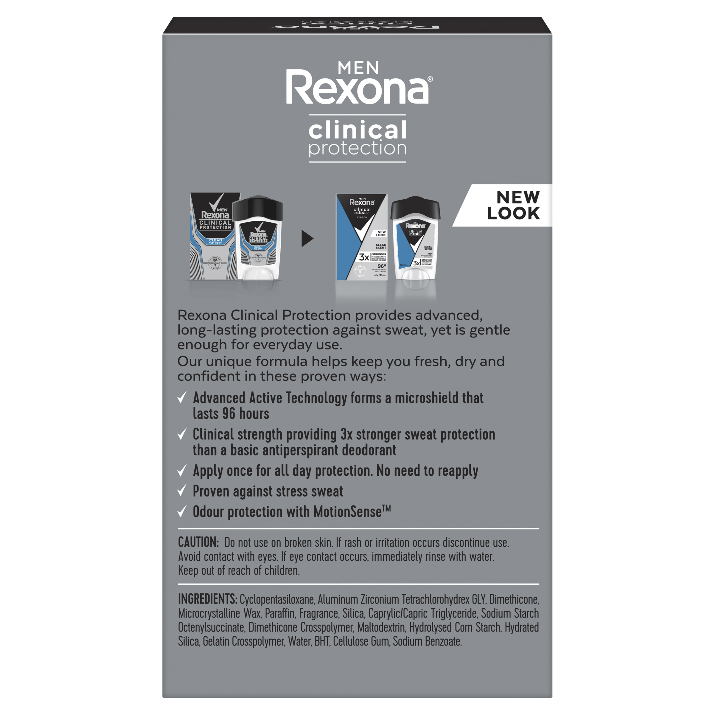 REXONA MEN CLINICAL ANTIPERSPIRANT CREAM CLEAN SCENT 96HR 45ML - Image 4