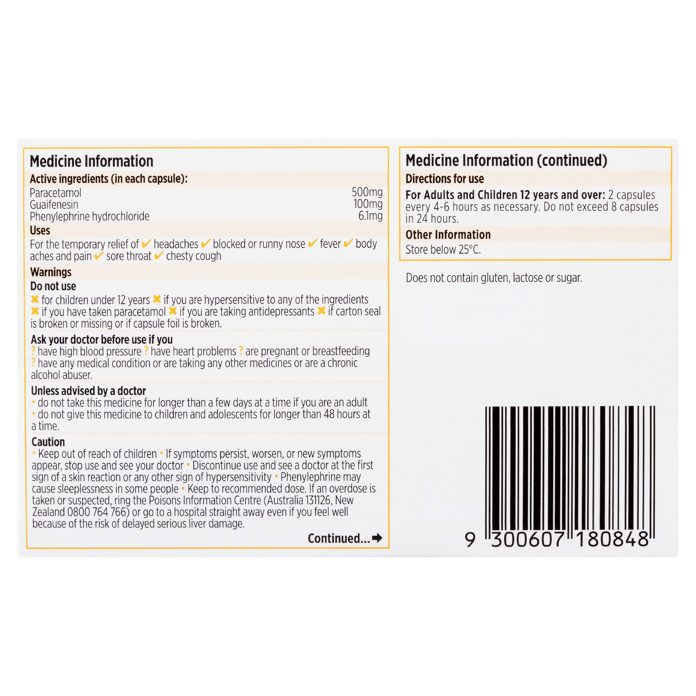 CODRAL PE COLD & FLU + MUCUS COUGH 24 CAPSULES - Image 4