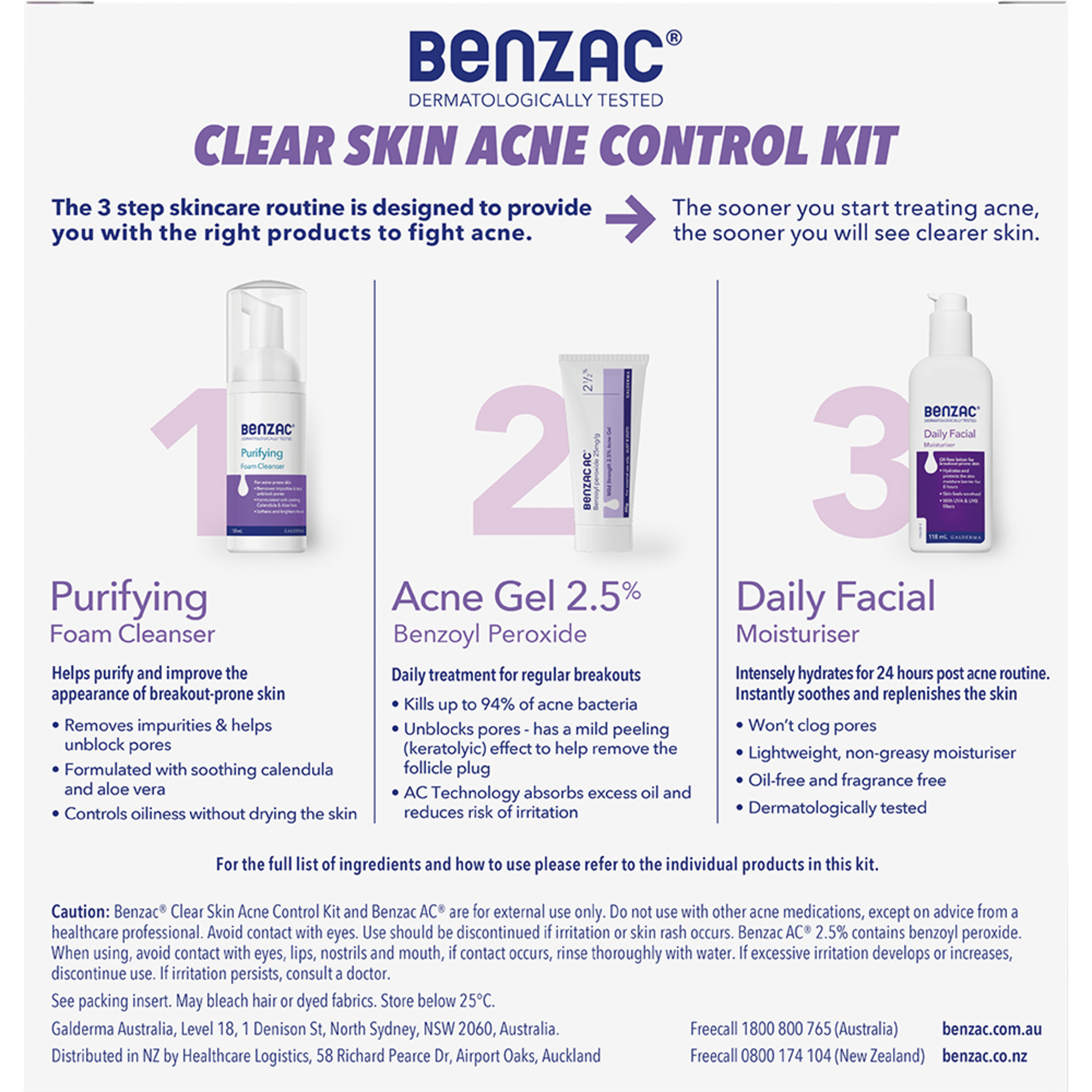 BENZAC 3 STEP CLEAR SKIN ACNE CONTROL KIT 60G - Image 4