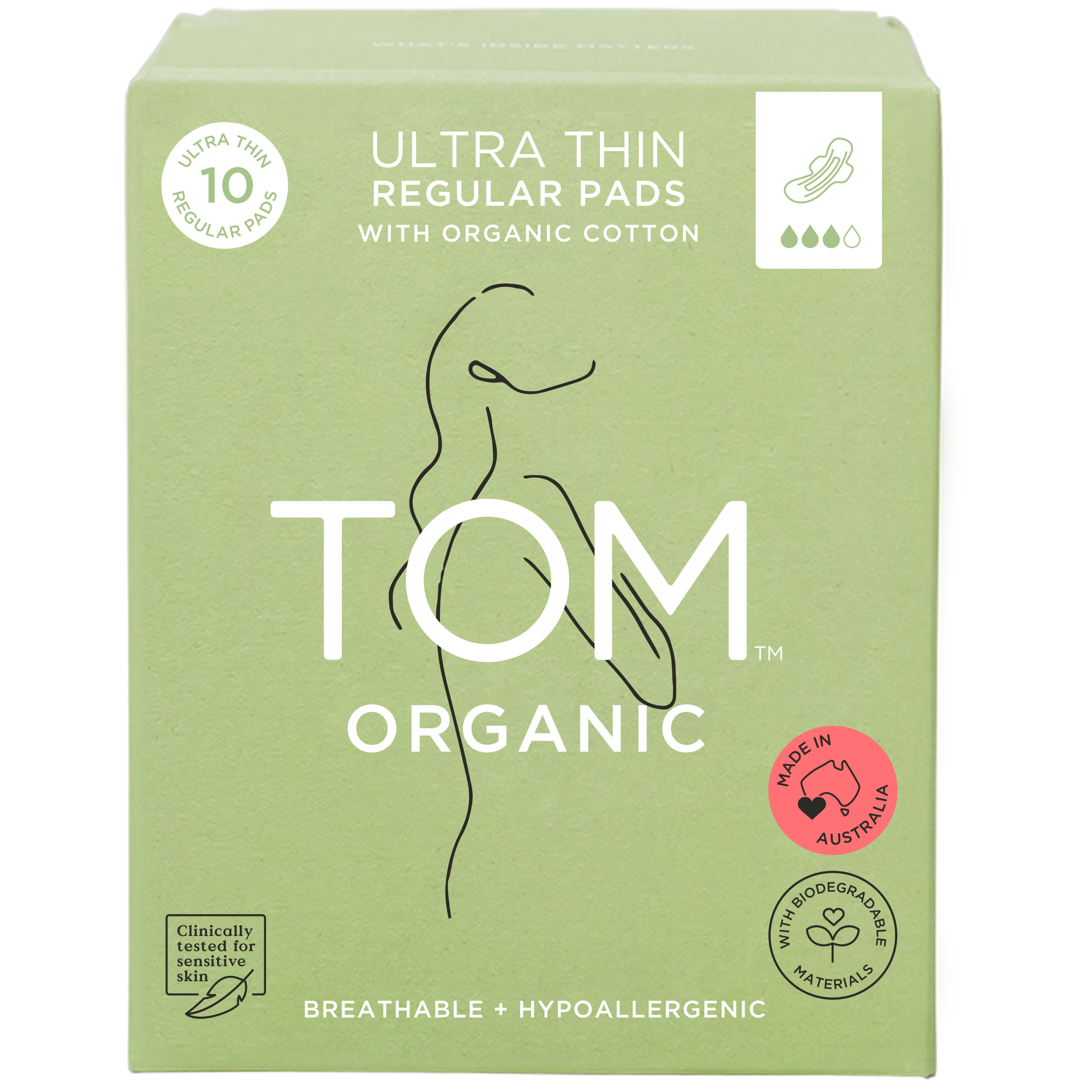 TOM ORGANIC REGULAR PAD 10 PACK