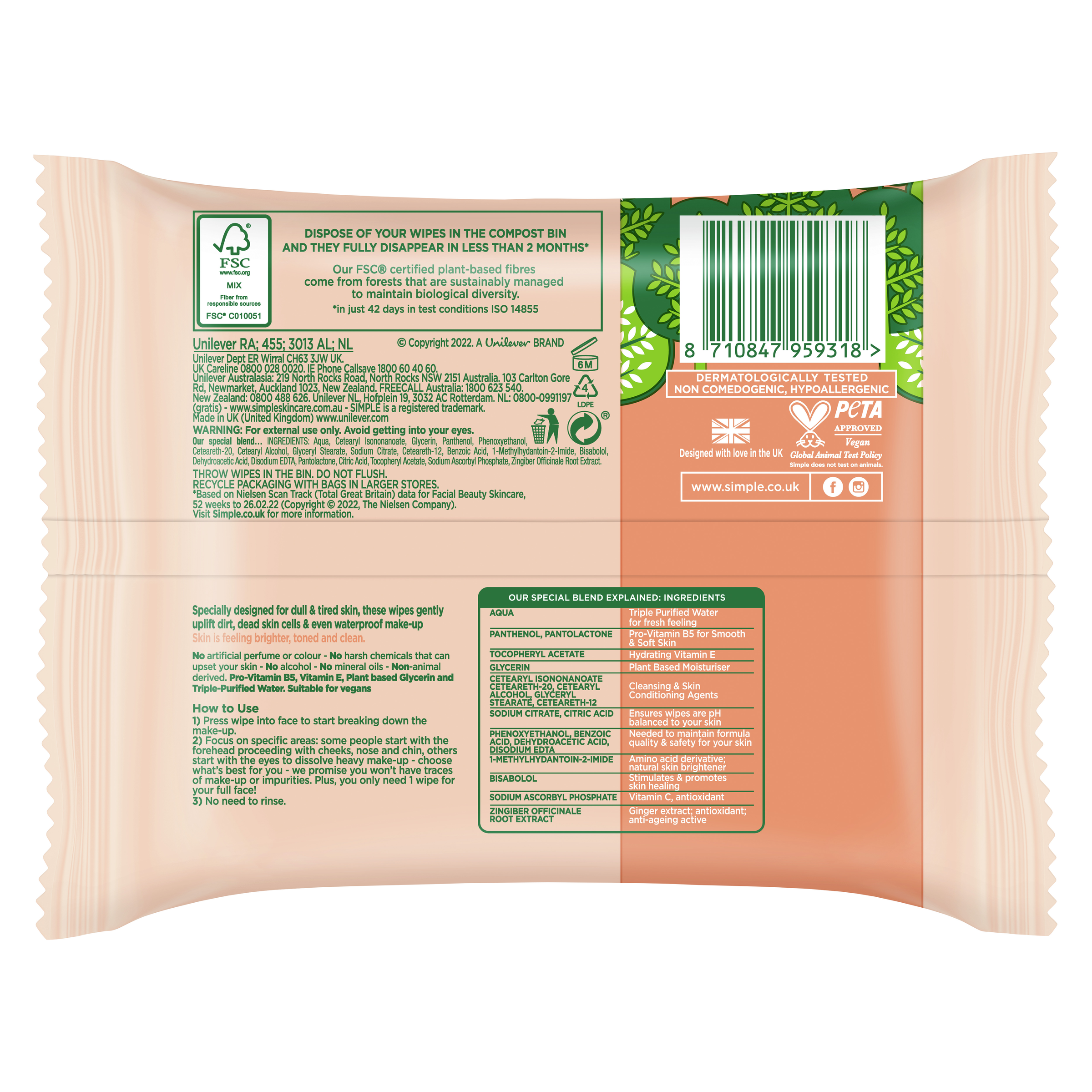 SIMPLE FACE WIPES PROTECT AND GLOW INSTANT GLOW 20 PACK - Image 2