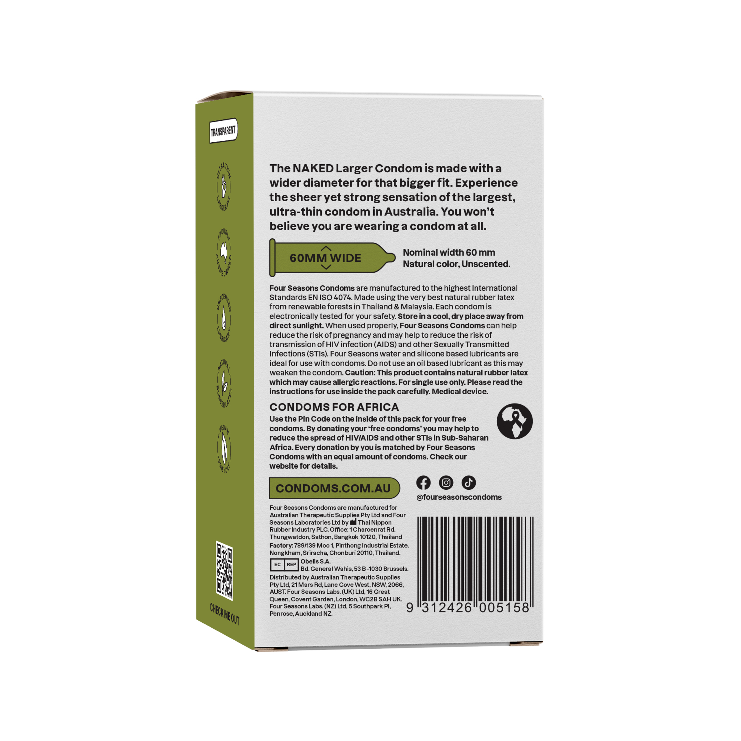 FOUR SEASONS NAKED CONDOMS LARGE 12 PACK - Image 2
