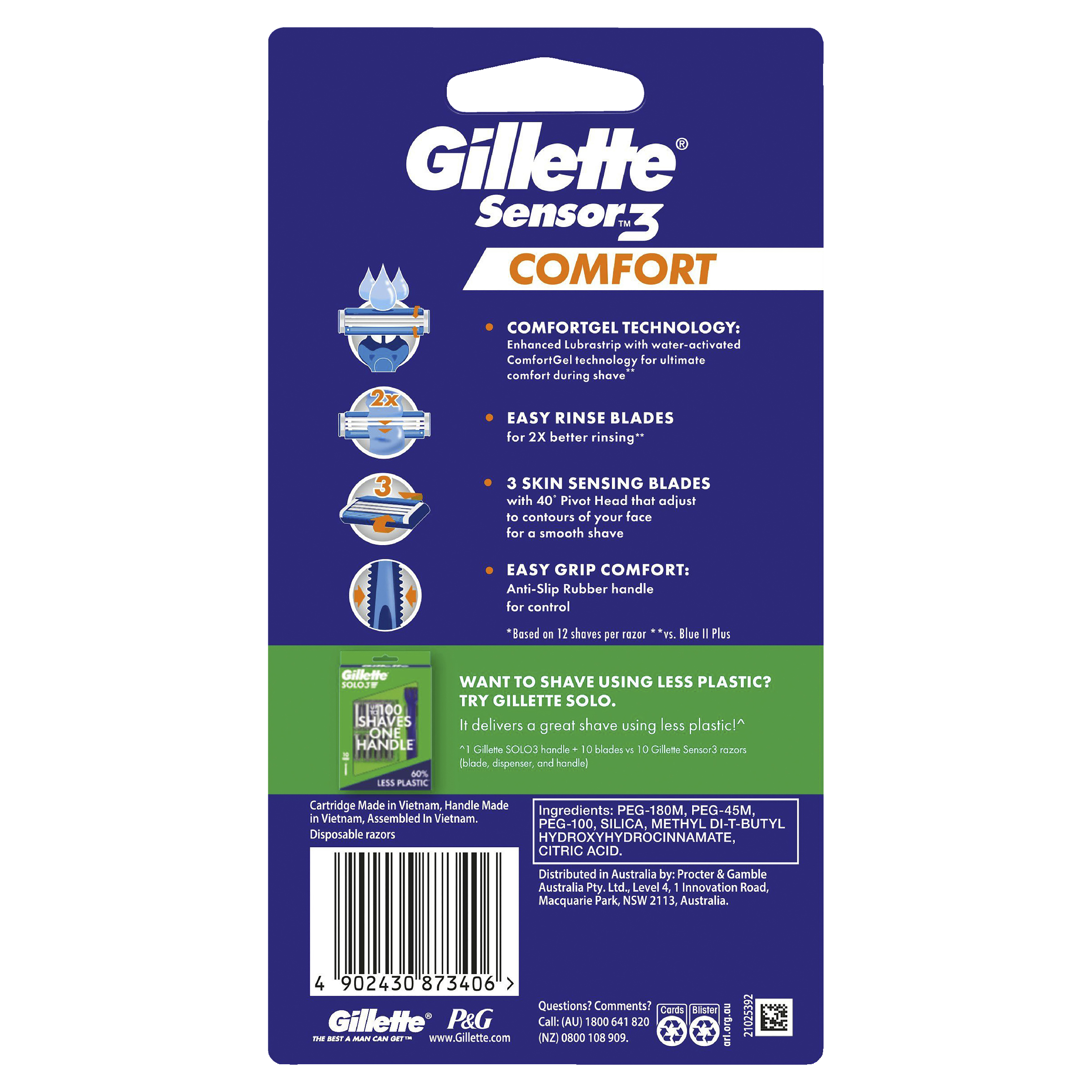 GILLETTE SENSOR 3 DISPOSABLE RAZORS 4 PACK - Image 2