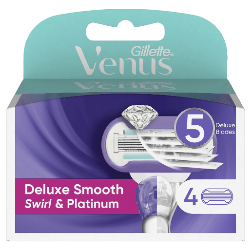 GILLETTE VENUS DELUXE SMOOTH SWIRL & PLATINUM REFILL BLADES