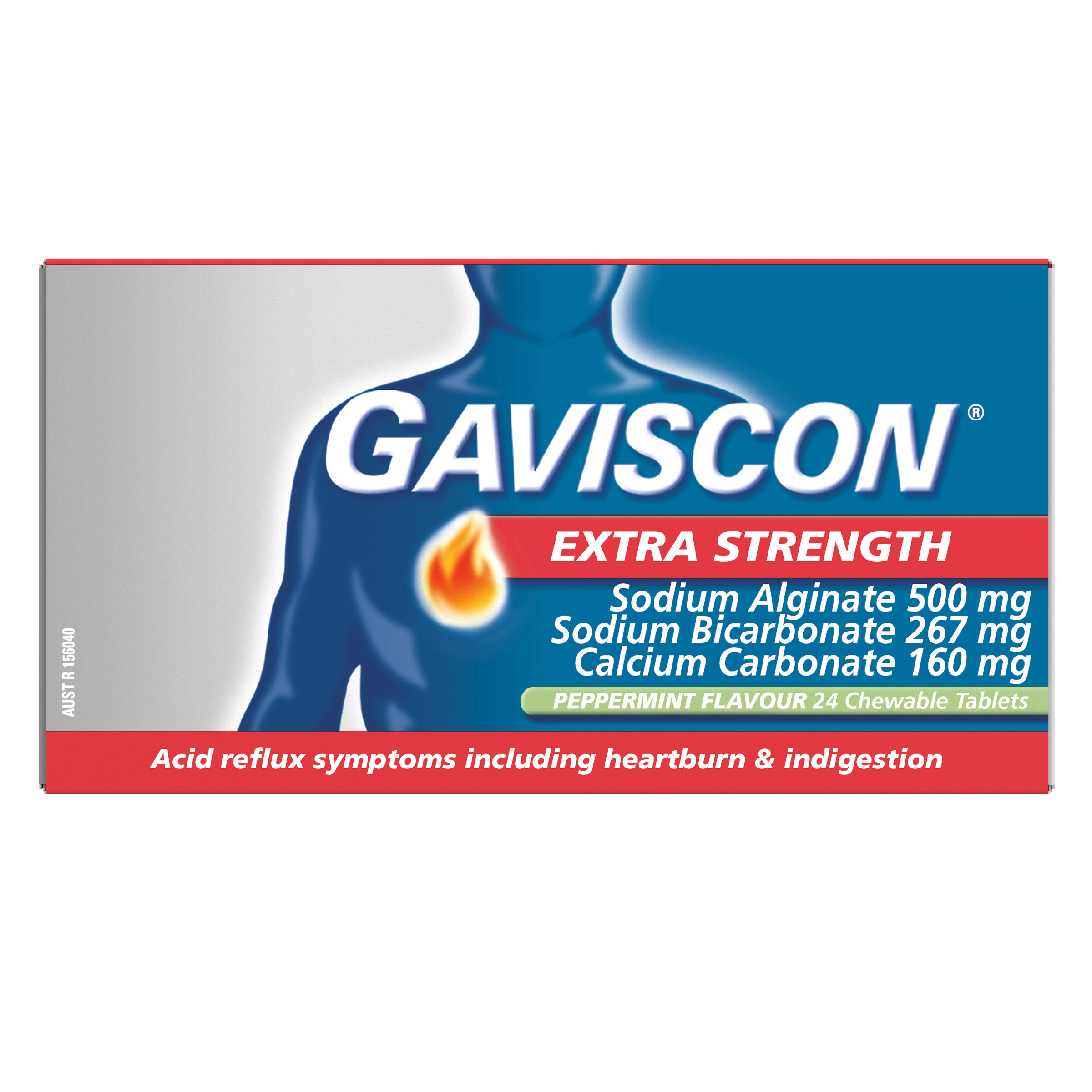 GAVISCON EXTRA STRENGTH PEPPERMINT 24 TABLETS - Image 2