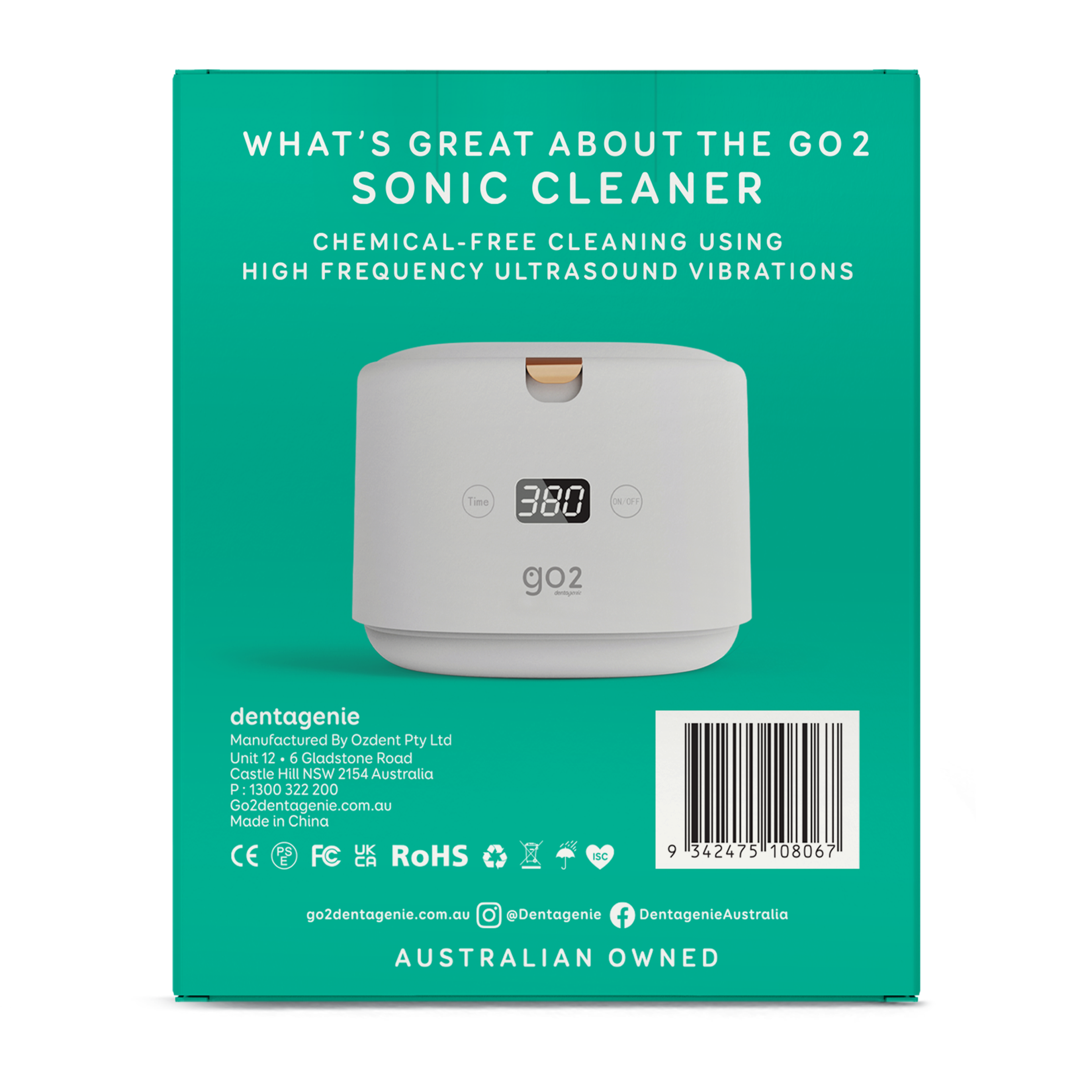GO2 DENTAGENIE SONIC SANITISER 360 CHEMICAL FREE CLEANER - Image 2