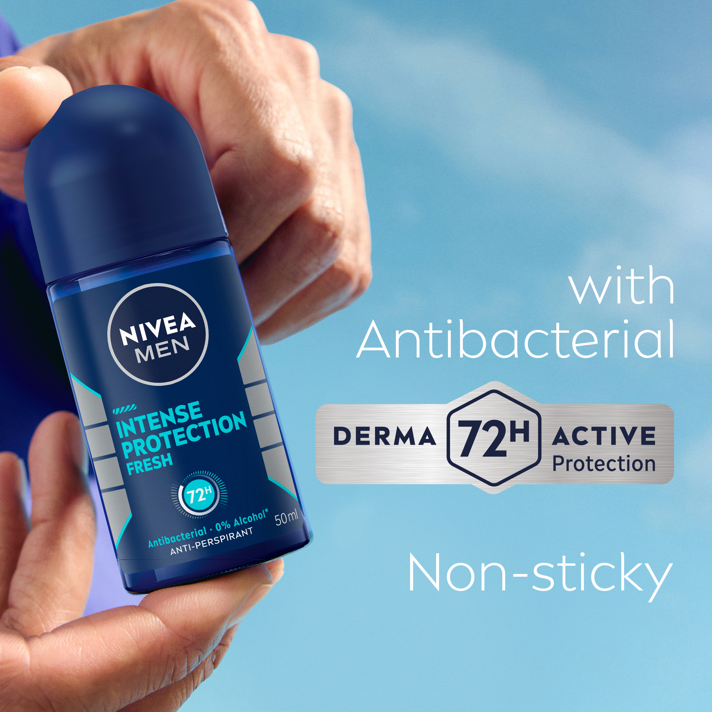 NIVEA MEN ANTIPERSPIRANT INTENSE PROTECTION FRESH 48H ROLL ON 50ML - Image 3