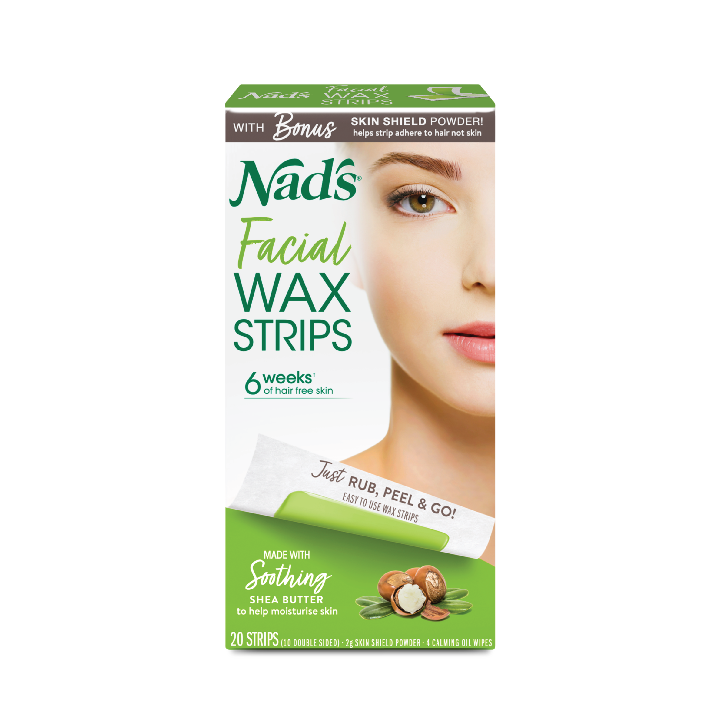 NADS FACIAL WAX STRIPS 20 PACK