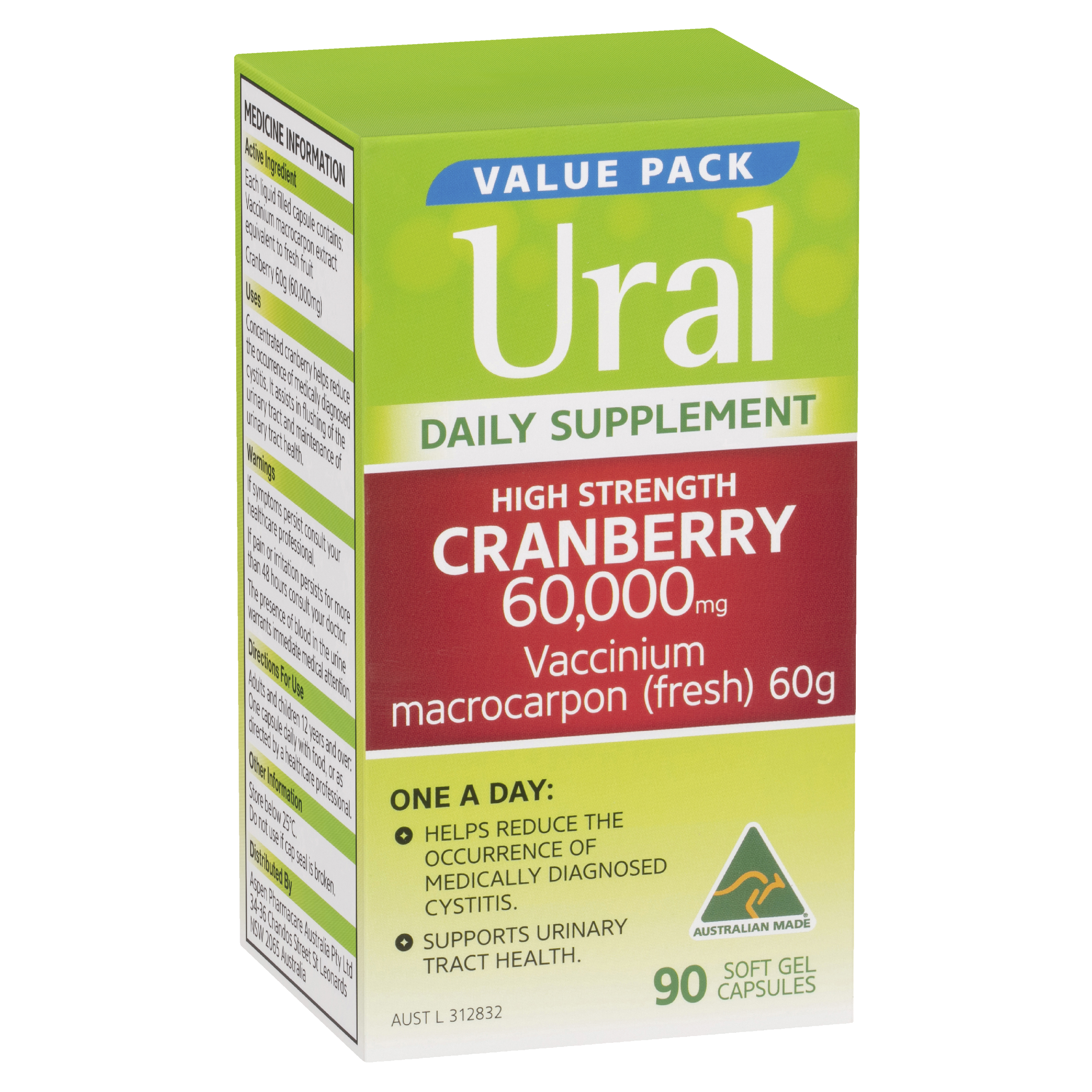 URAL HIGH STRENGTH CRANBERRY 60000MG CAPSULES 90