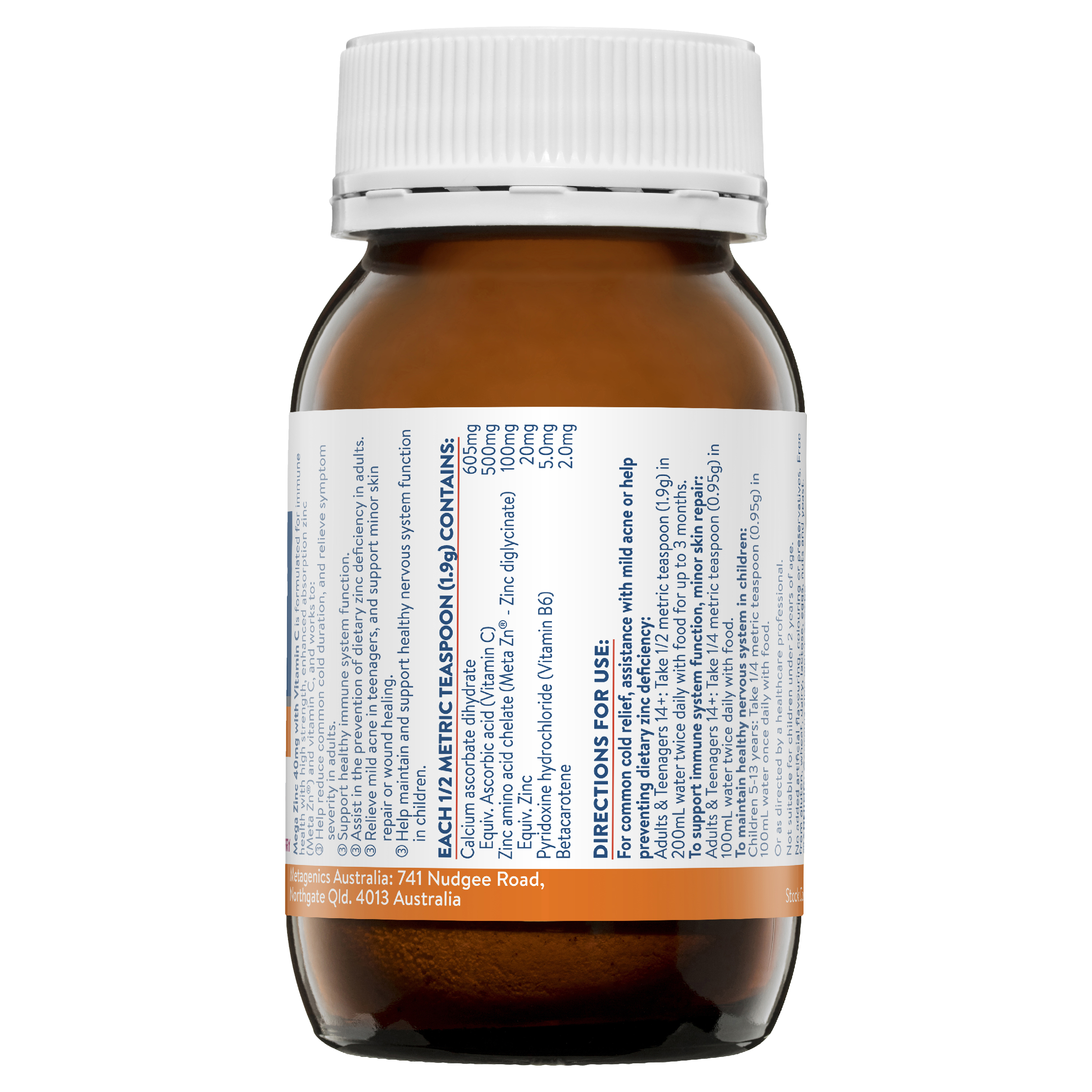 ETHICAL NUTRIENTS MEGA ZINC 40MG VITAMIN C ORANGE POWDER - Image 2