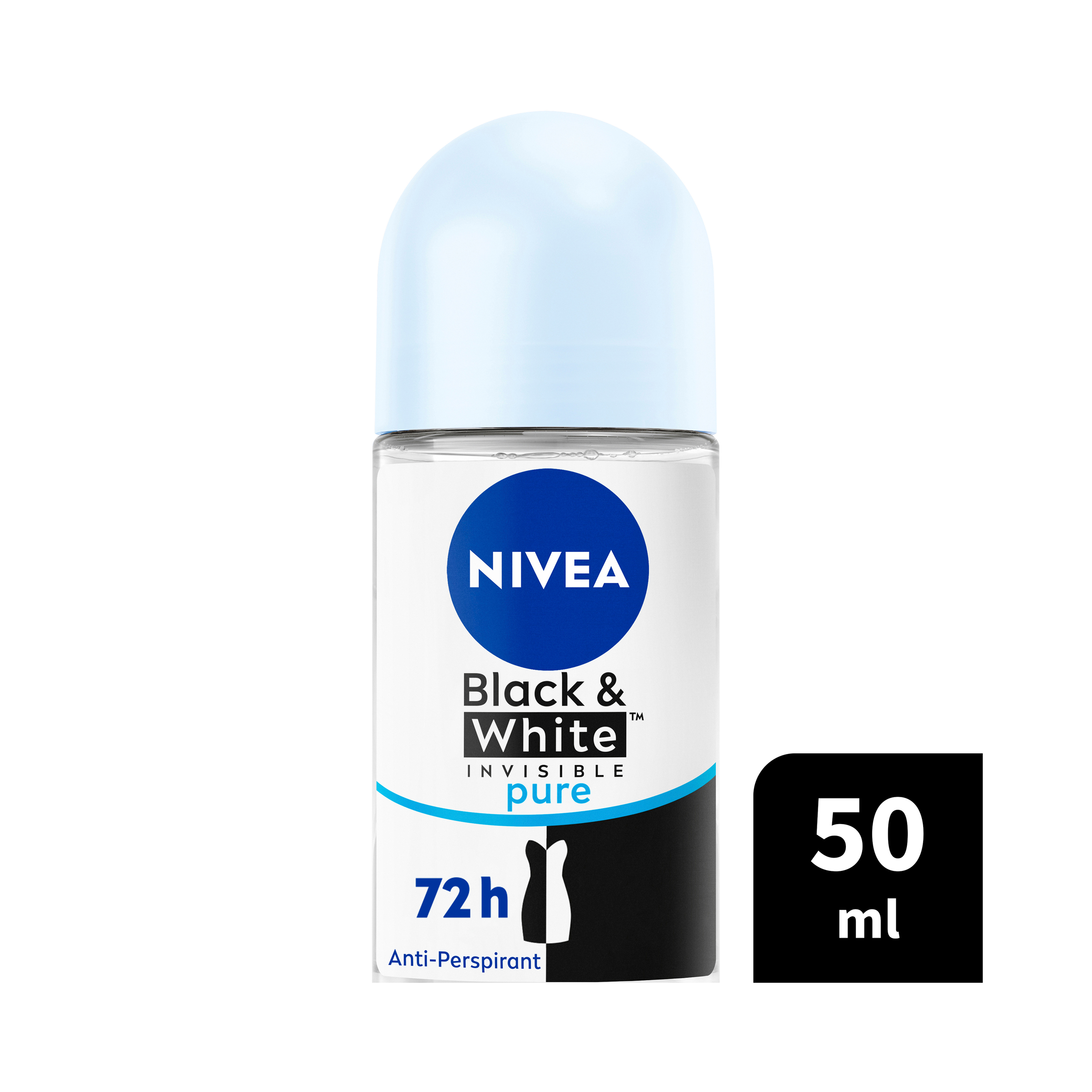 NIVEA WOMEN ANTIPERSPIRANT B&W A/P INVISIBLE PURE ROLL ON 48H 50ML - Image 8