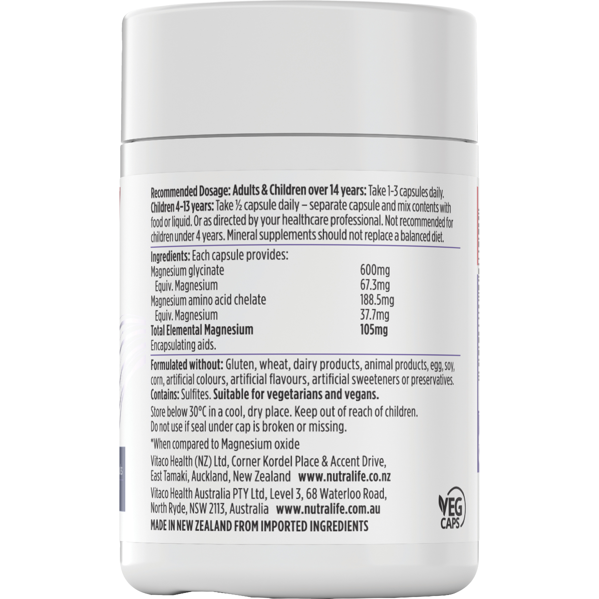 NUTRALIFE MAGNESIUM HI ZORB 60 CAPSULES - Image 2