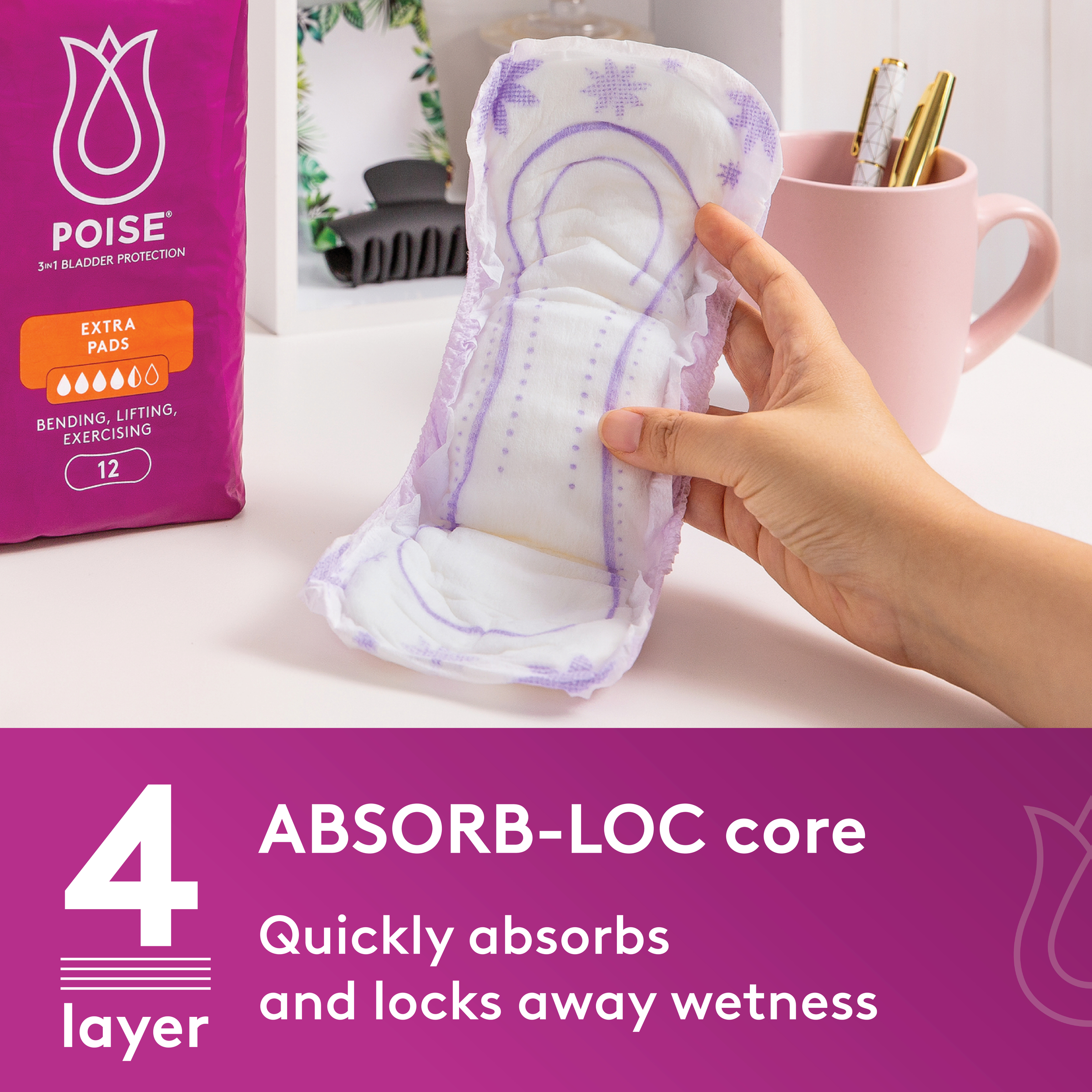 POISE 3-IN-1 PADS SUPER 4D 14 PACK - Image 7