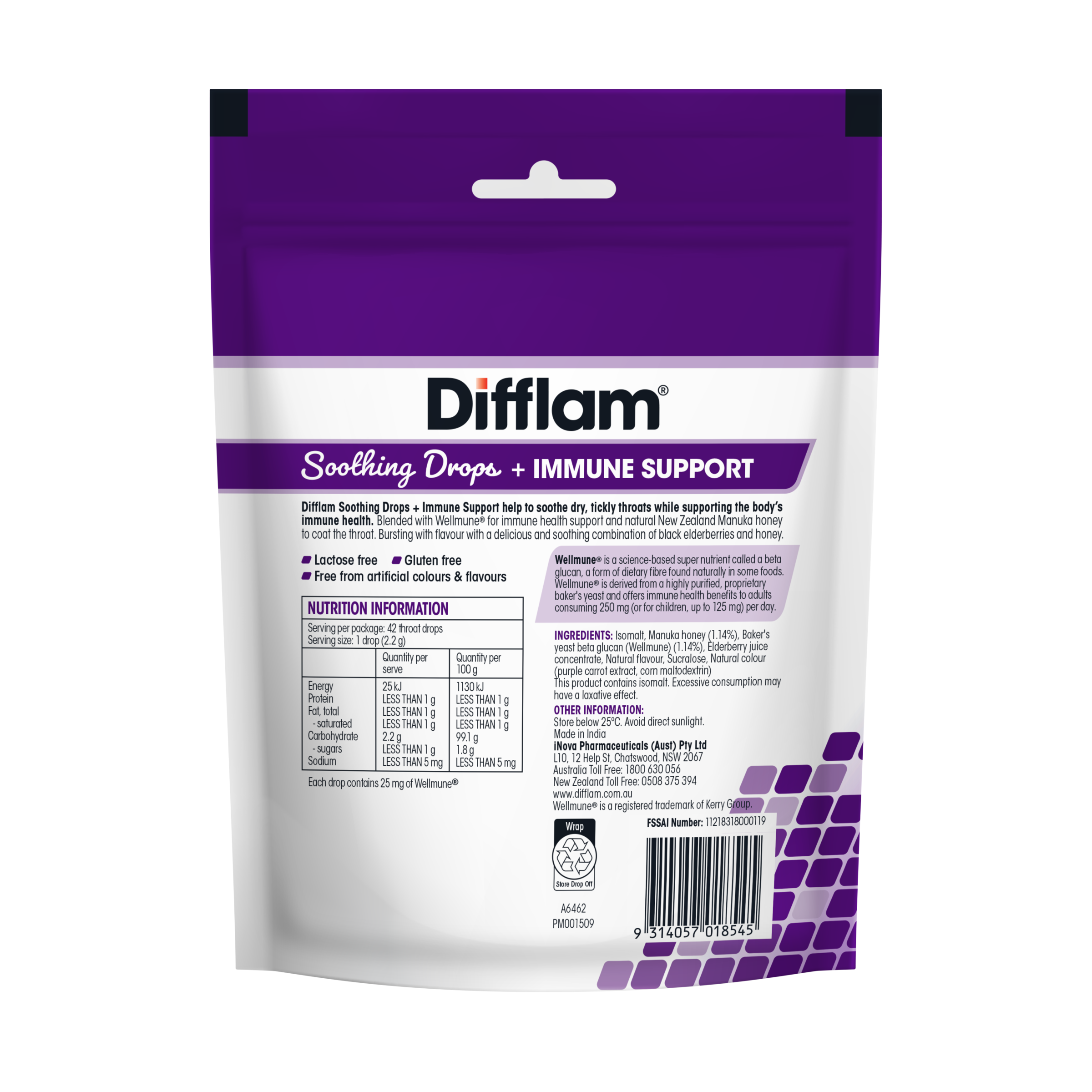 DIFFLAM SOOTHING DROPS + IMMUNE BLACK ELDERBERRY 42 LOZENGES - Image 2
