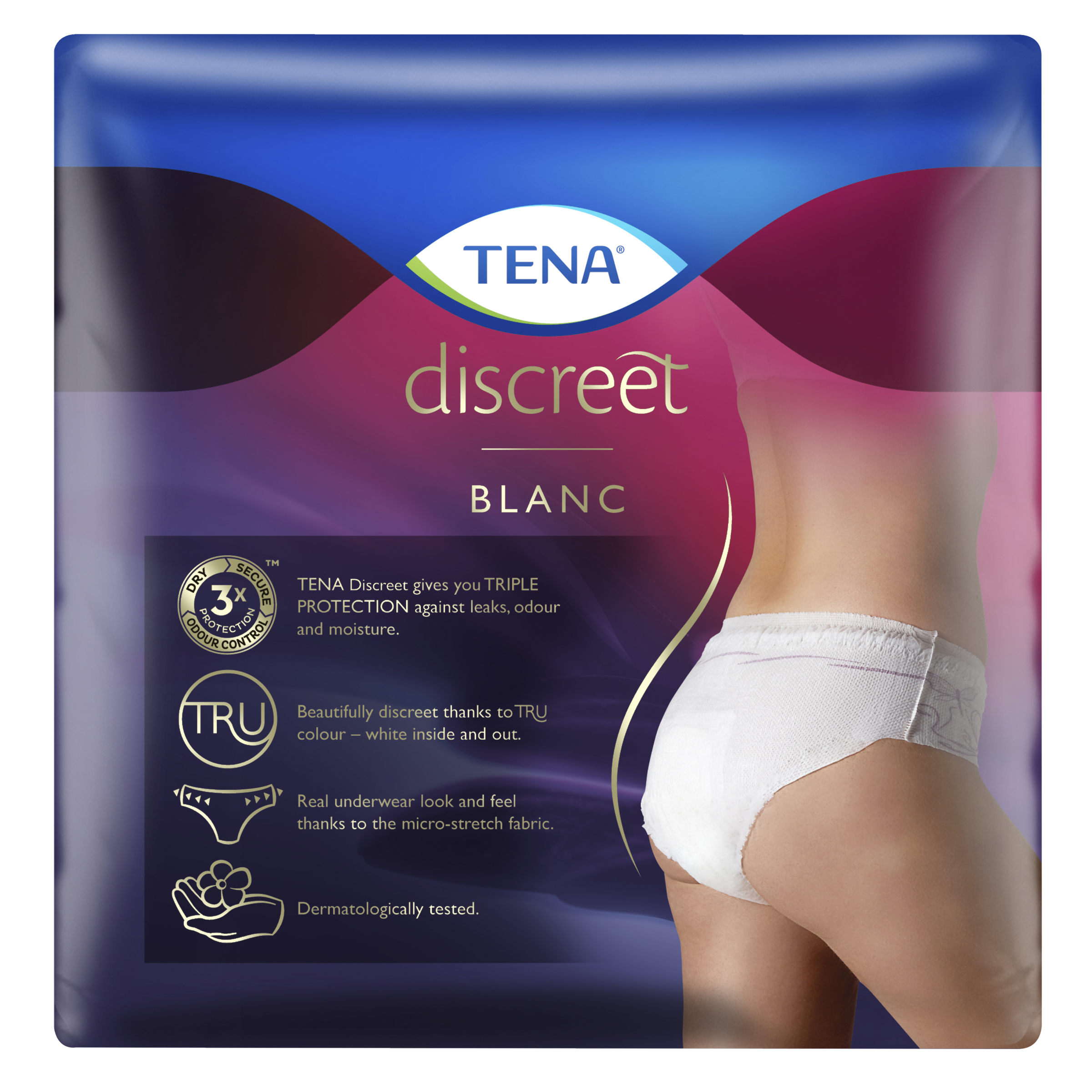 TENA DISCREET UNDERWEAR HIGH WAISTED 7D BLACK LARGE 8 PACK - Image 4