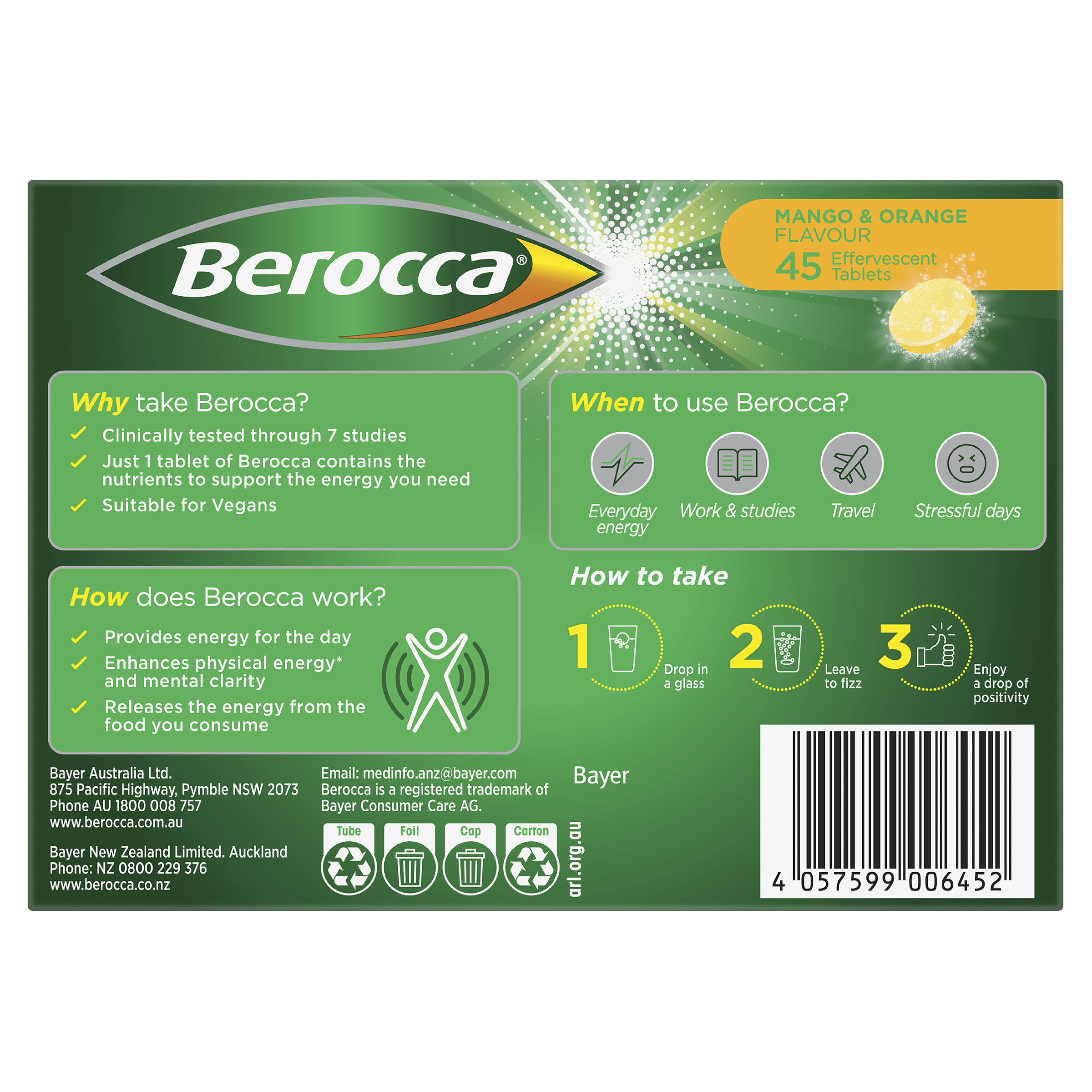 BEROCCA EFFERVESCENT MANGO AND ORANGE 45 PACK - Image 4