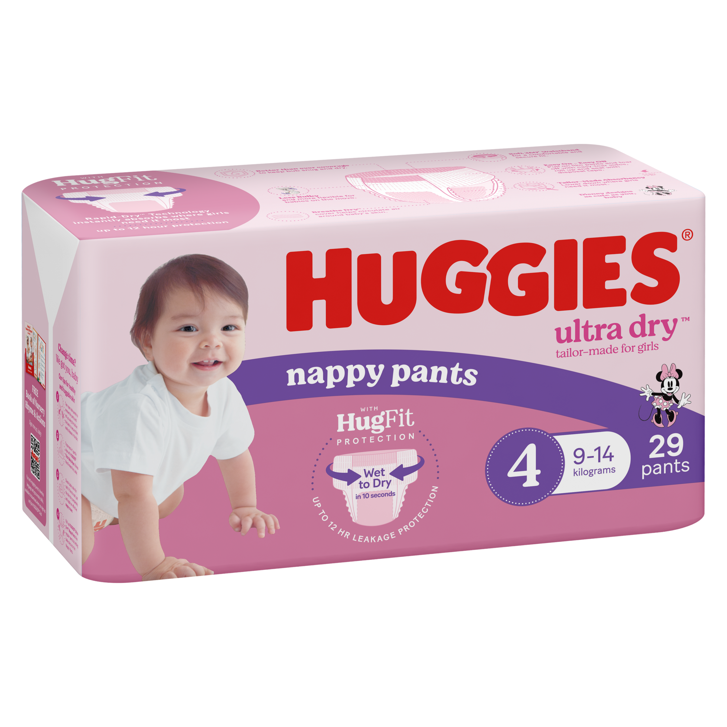 HUGGIES ULTRADRY NAPPY PANTS TODDLER GIRL 29 PACK