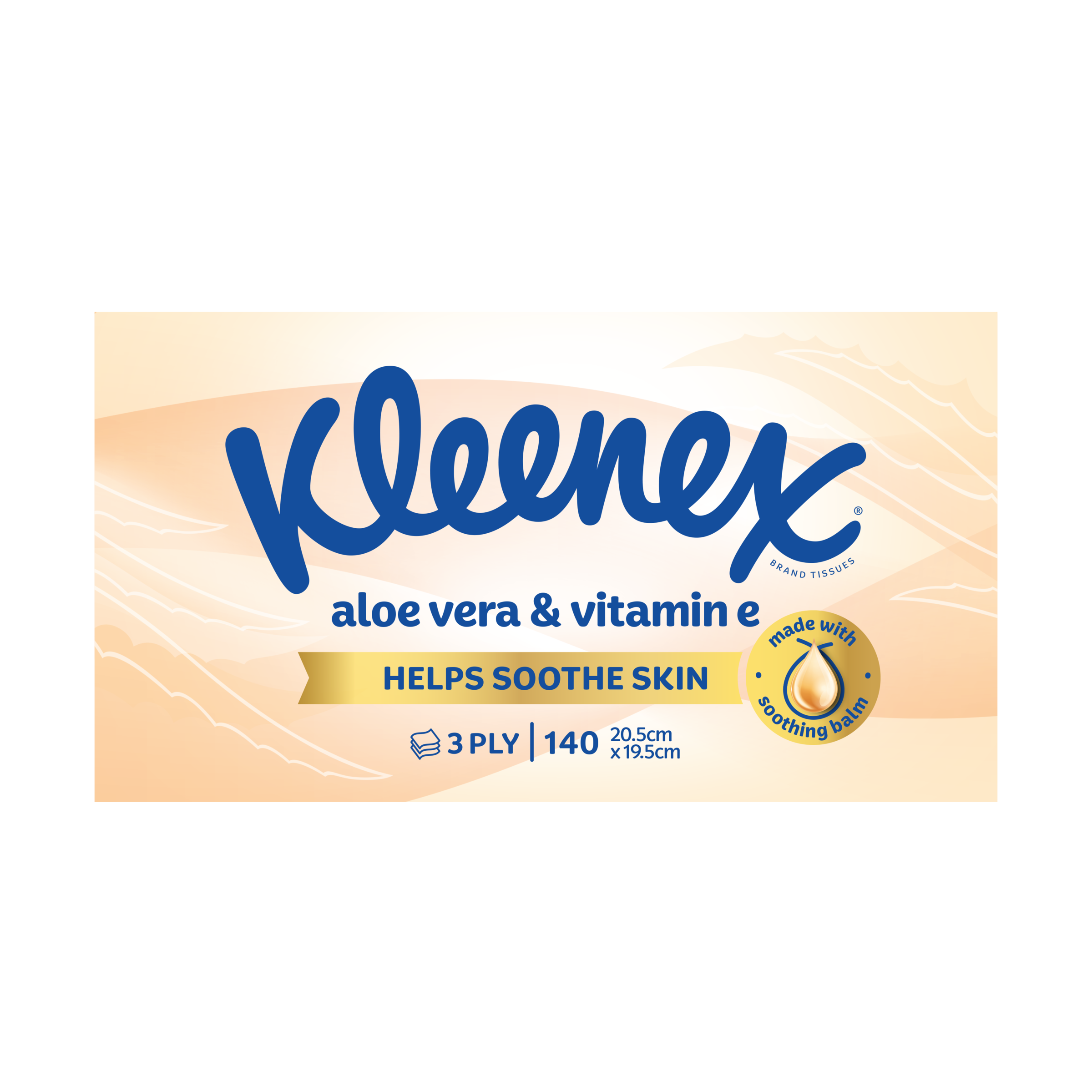 KLEENEX FACIAL TISSUES ALOE VERA & VITAMIN E 3 PLY 140 PACK - Image 2