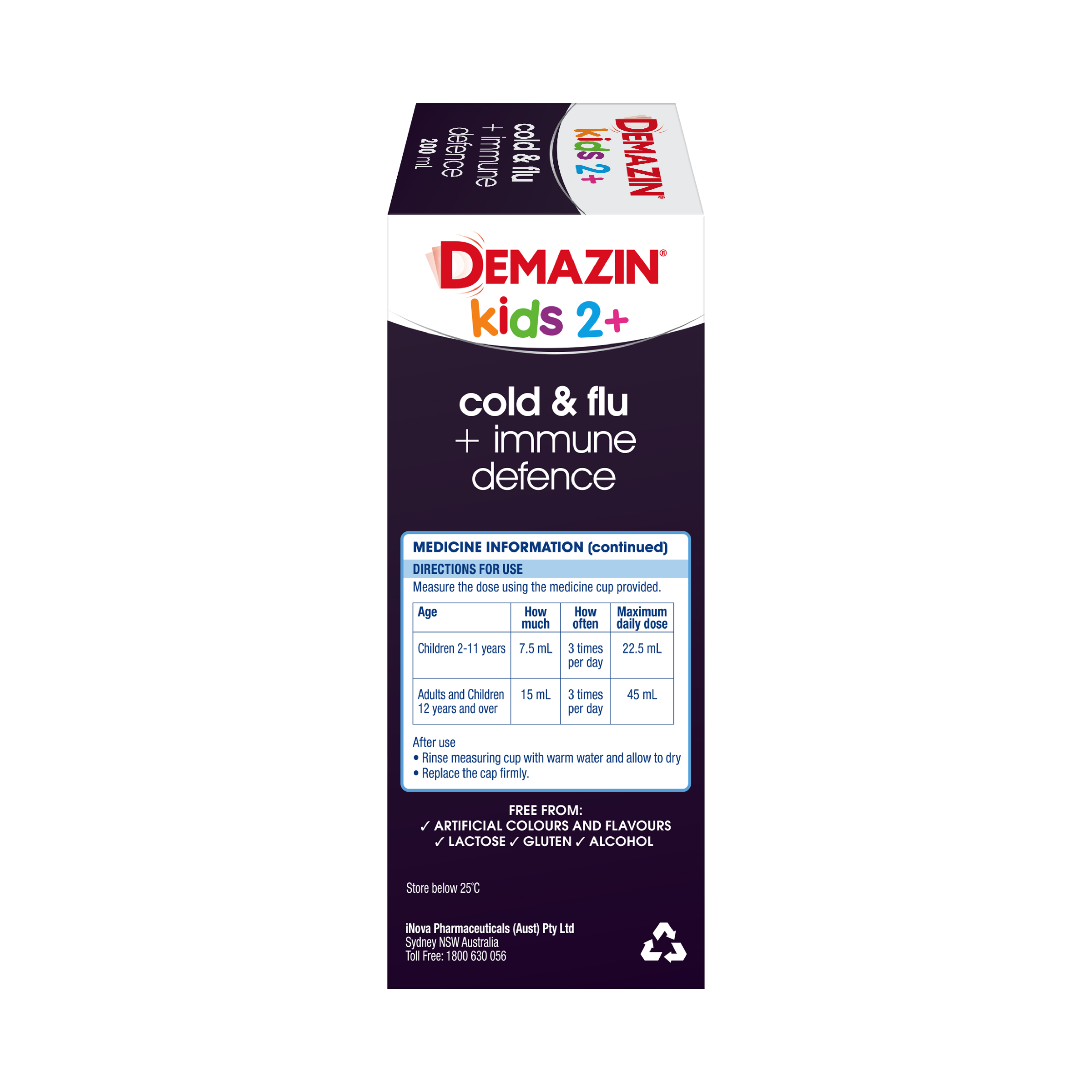 DEMAZIN KIDS 2+ COLD & FLU + IMMUNE DEFENCE 200ML - Image 6