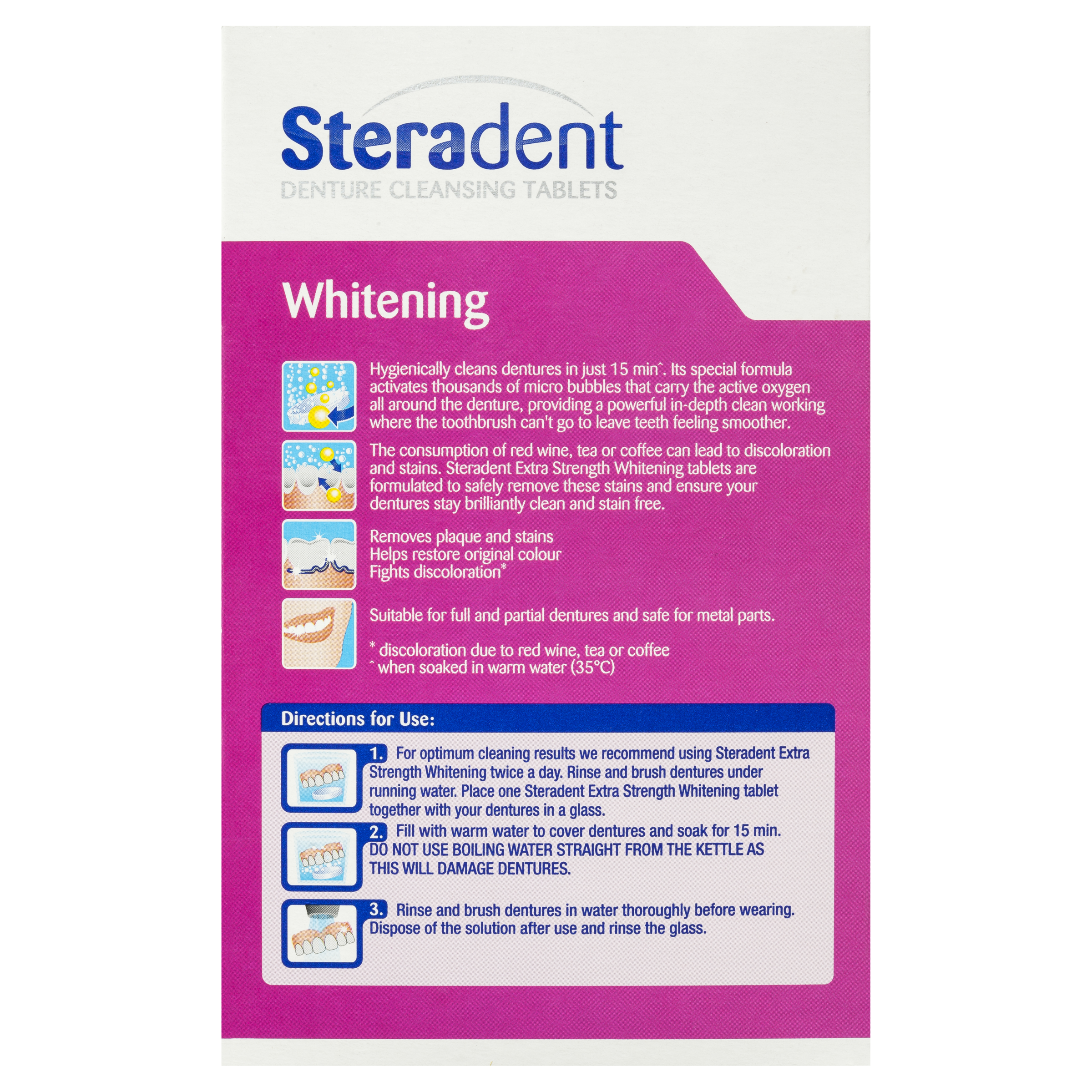 STERADENT DENTURE CLEANSER WHITENING 48 TABLETS - Image 4