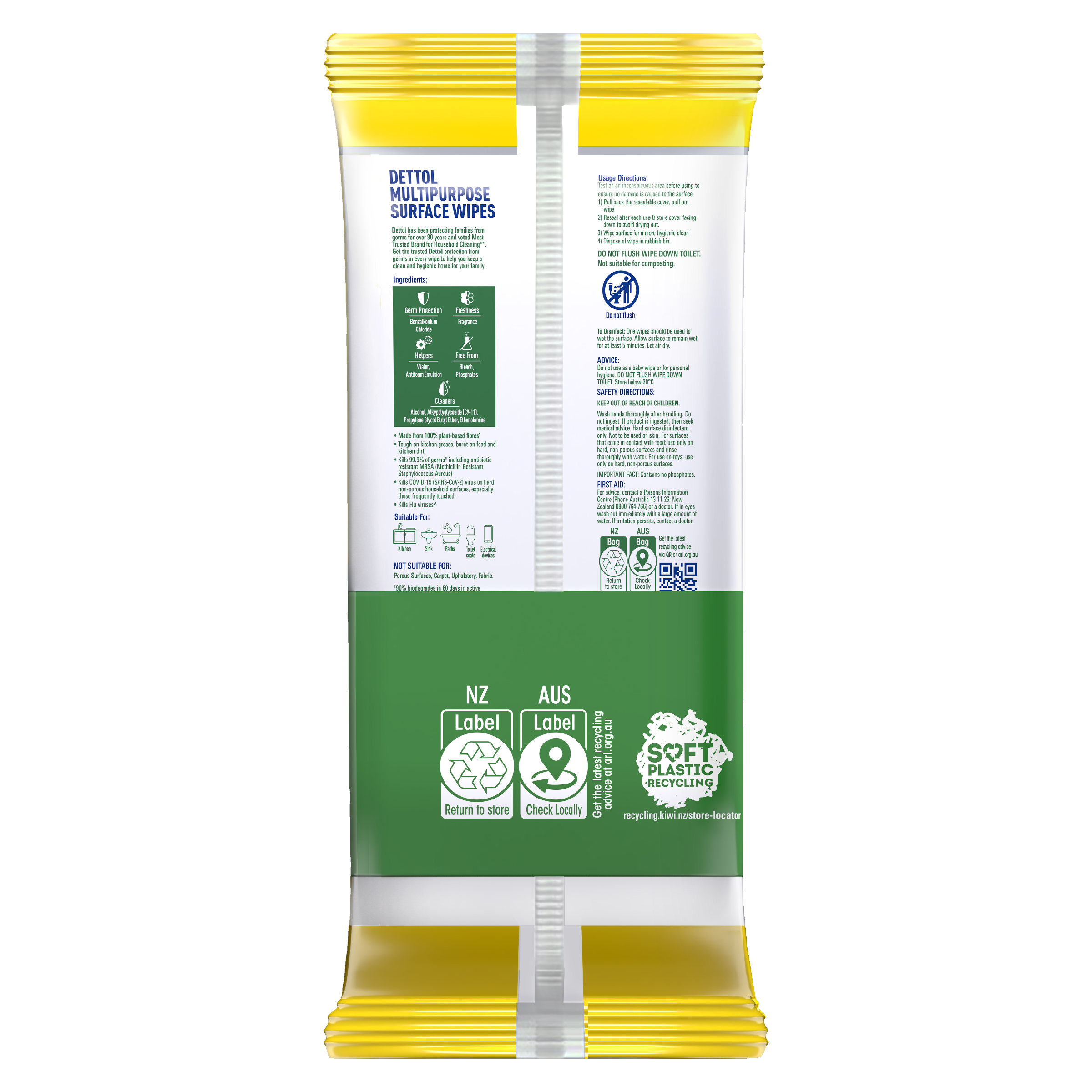 DETTOL MULTI PURPOSE CLEANING WIPES LEMON BURST 300 PACK - Image 4