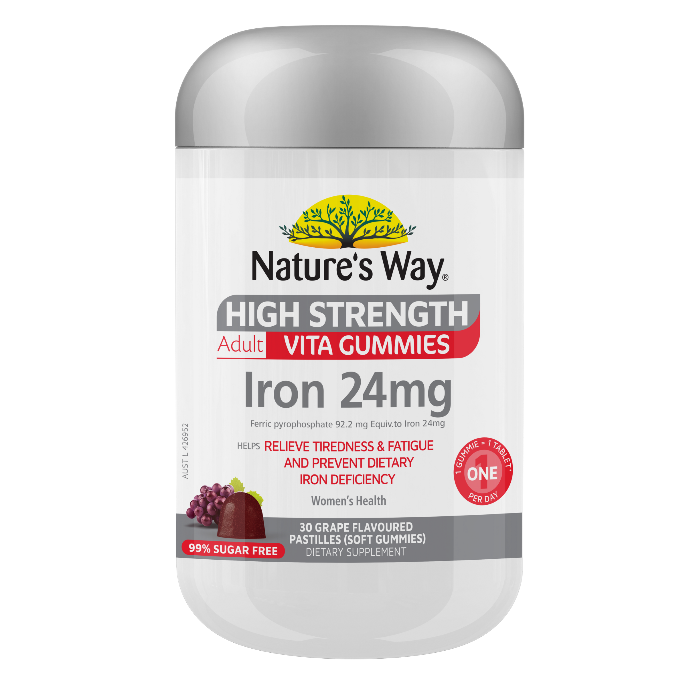 NATURES WAY ADULT VITA GUMMIES IRON 24MG 30 TABLETS - Image 5