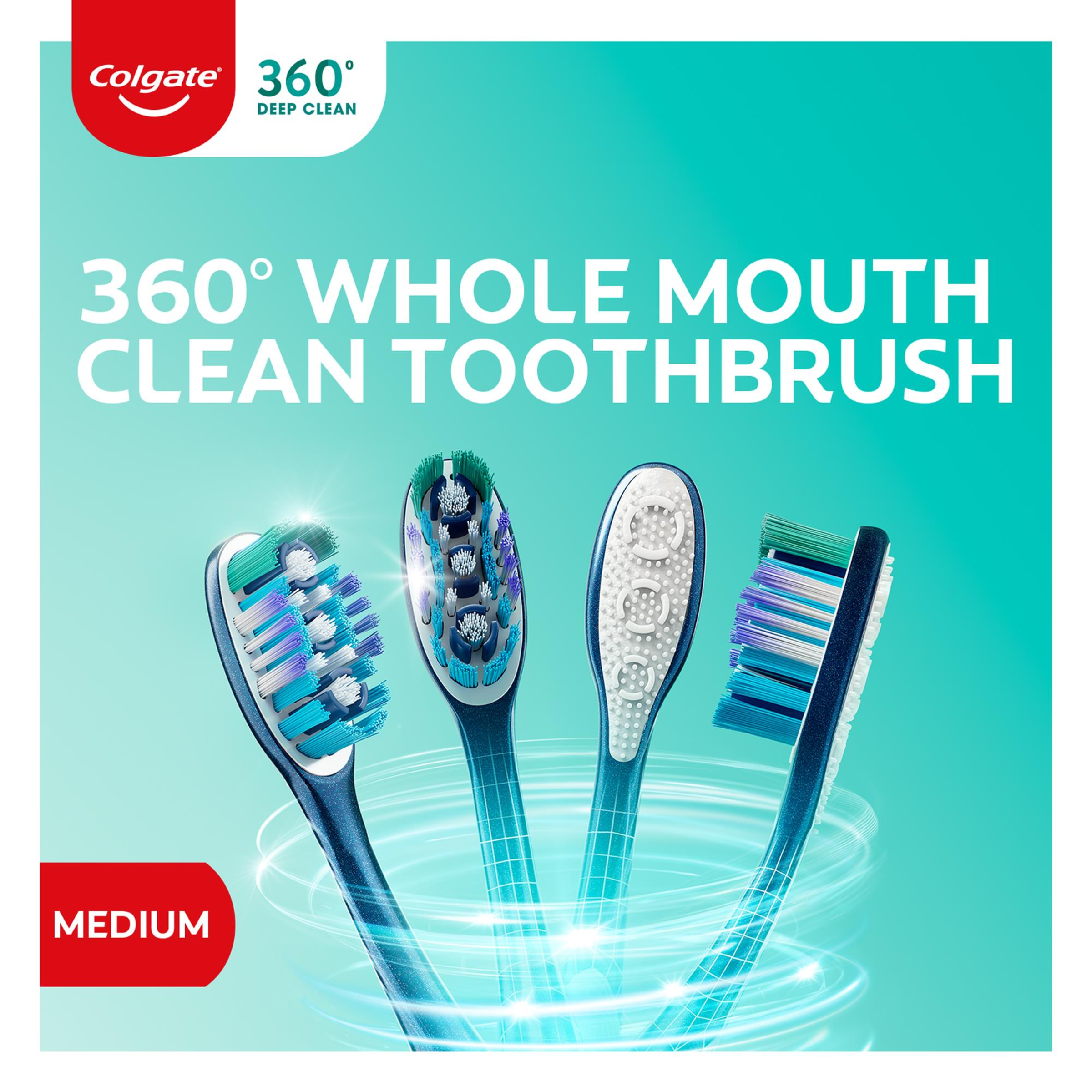 COLGATE TOOTHBRUSH 360° WHOLE MOUTH CLEAN MED 1 PACK - Image 4