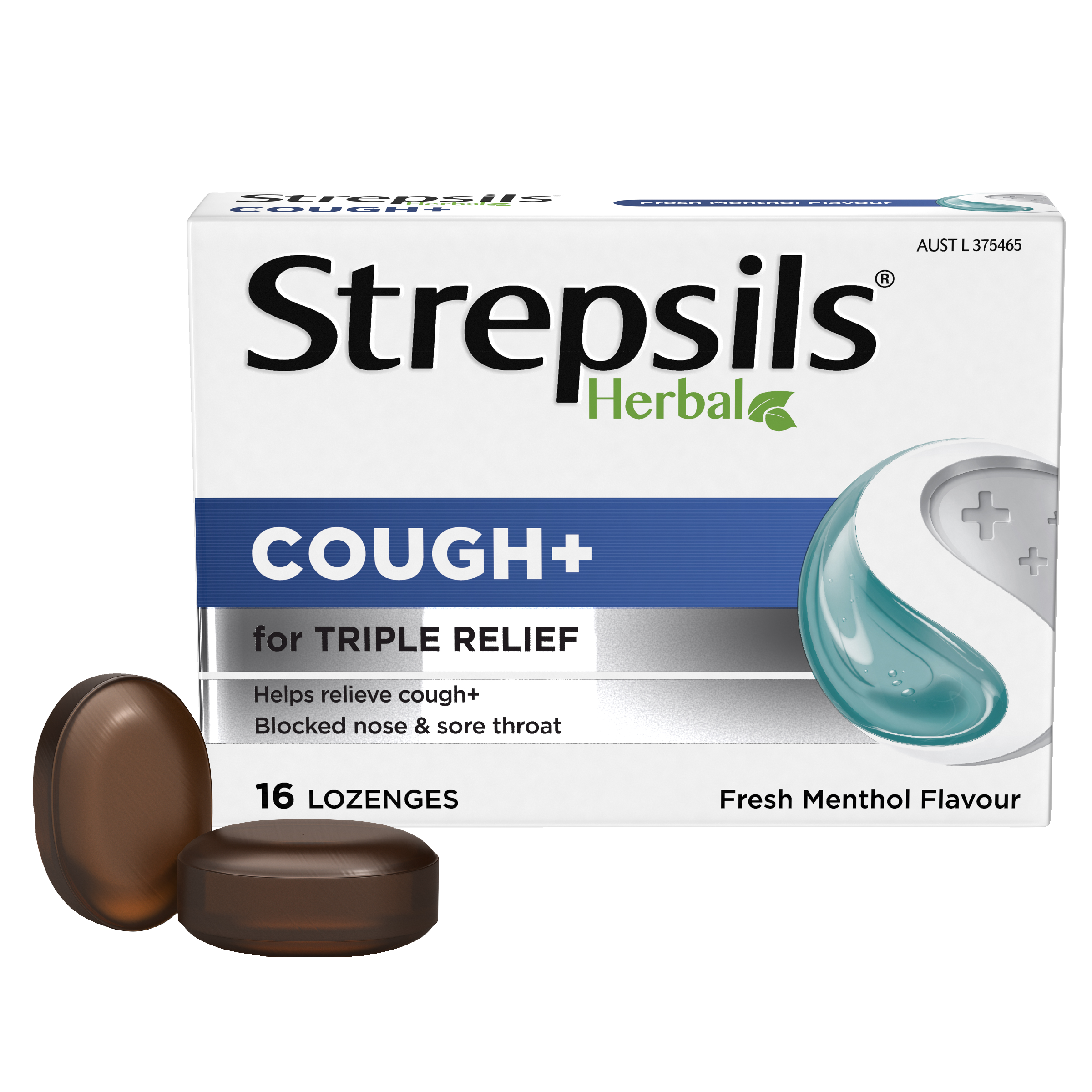 STREPSILS HERBAL COUGH FRESH MENTHOL 16 LOZENGES
