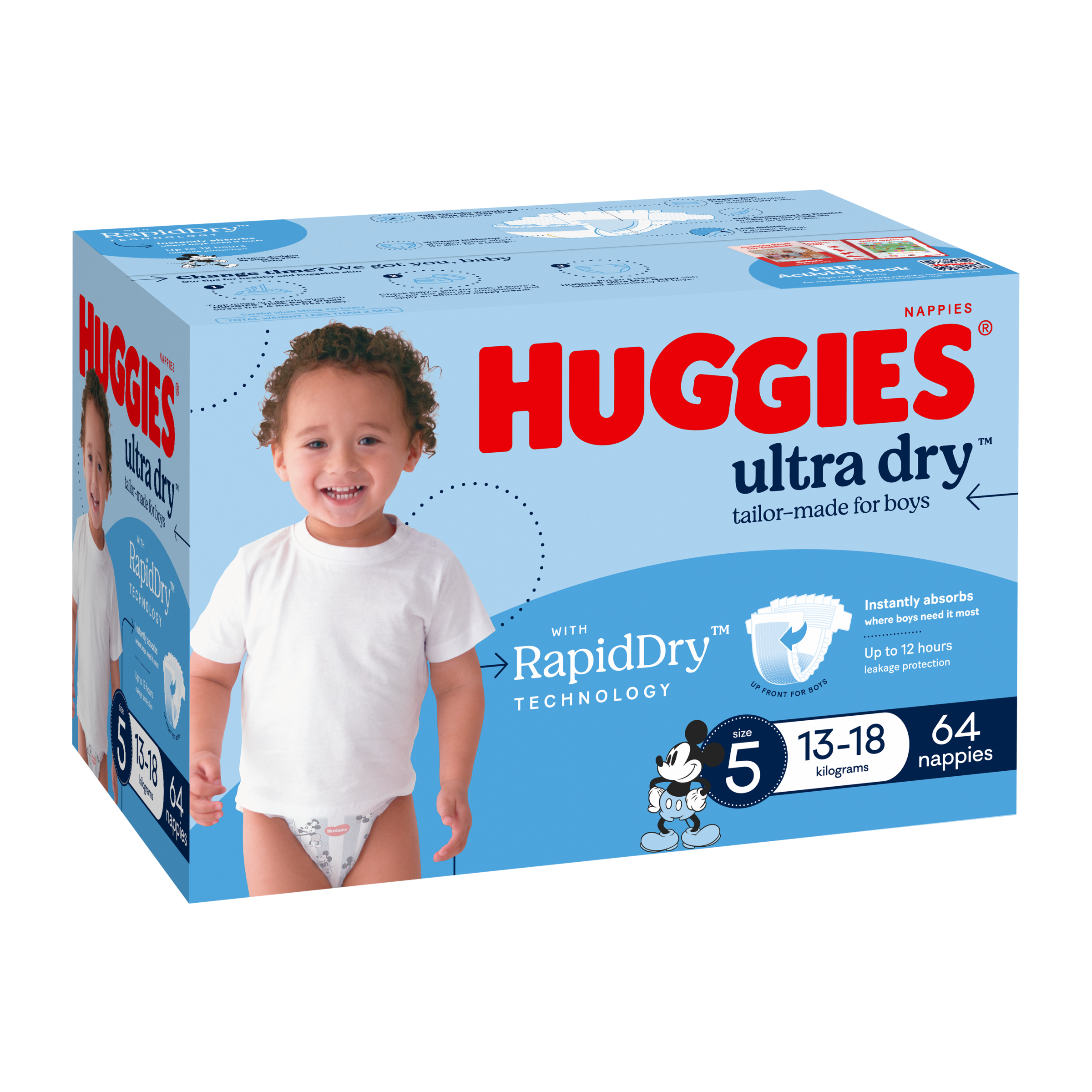 HUGGIES JUMBO ULTRADRY NAPPIES WALKER BOY 64 PACK - Image 8