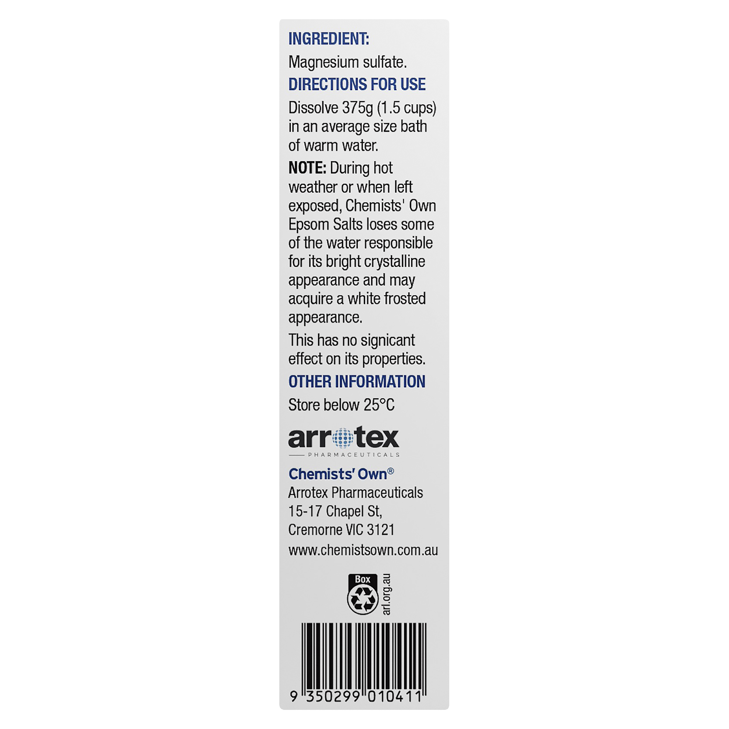 CHEMISTS OWN EPSOM SALTS 375G - Image 3