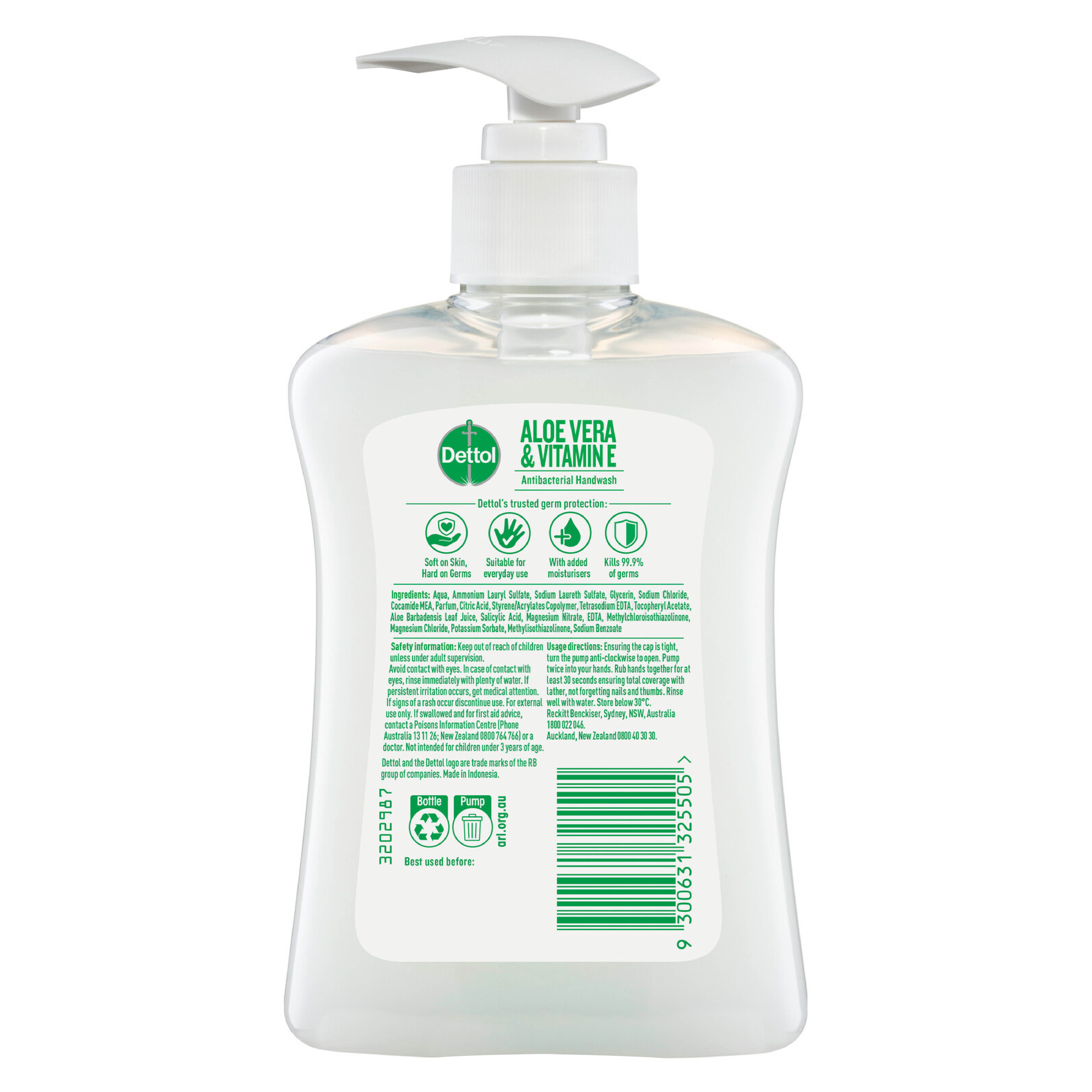 DETTOL SOFT ON SKIN LIQUID HAND WASH ANTIBACTERIAL ALOE VERA 250ML - Image 2