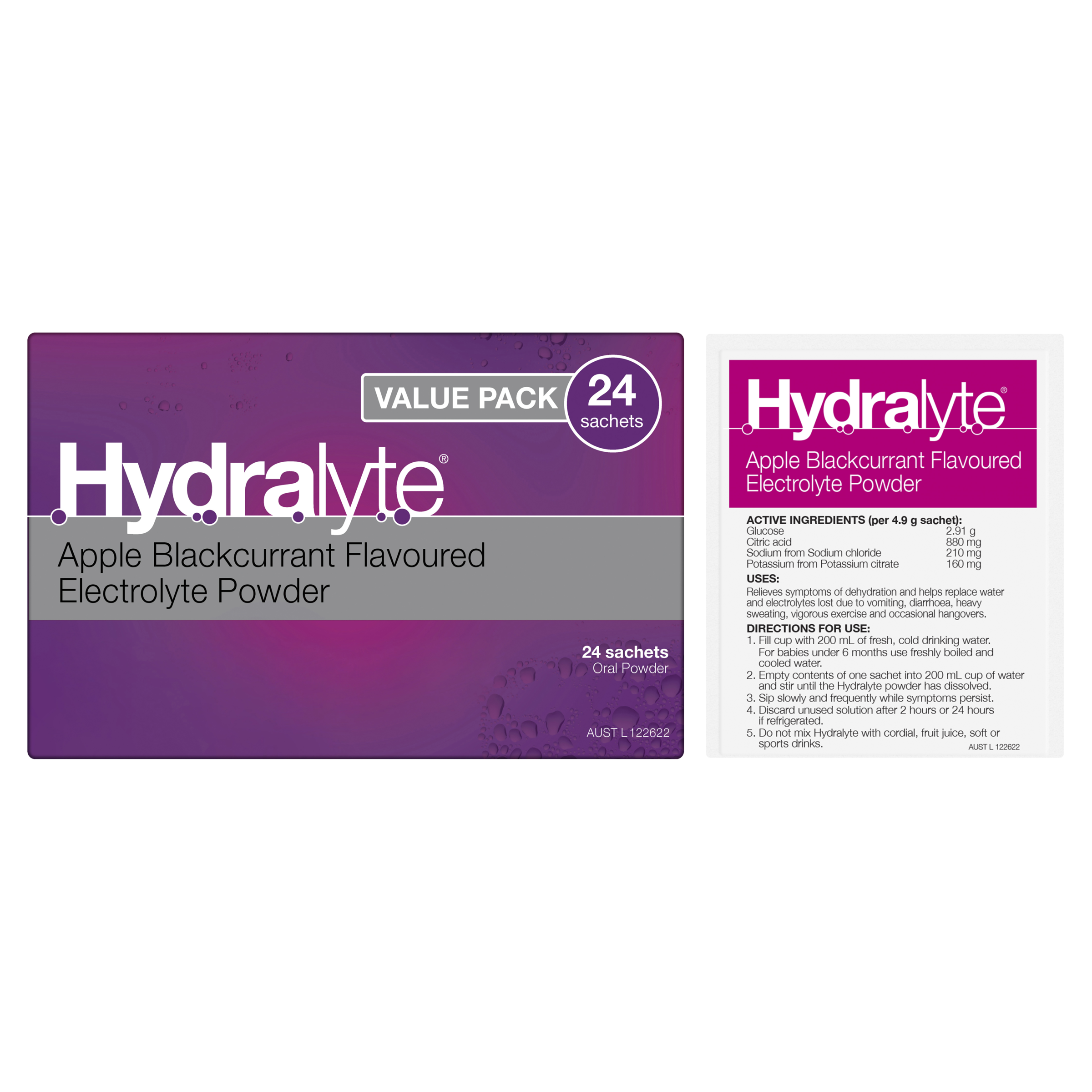 HYDRALYTE APPLE BLACKCURRANT SACHETS 24 PACK - Image 11