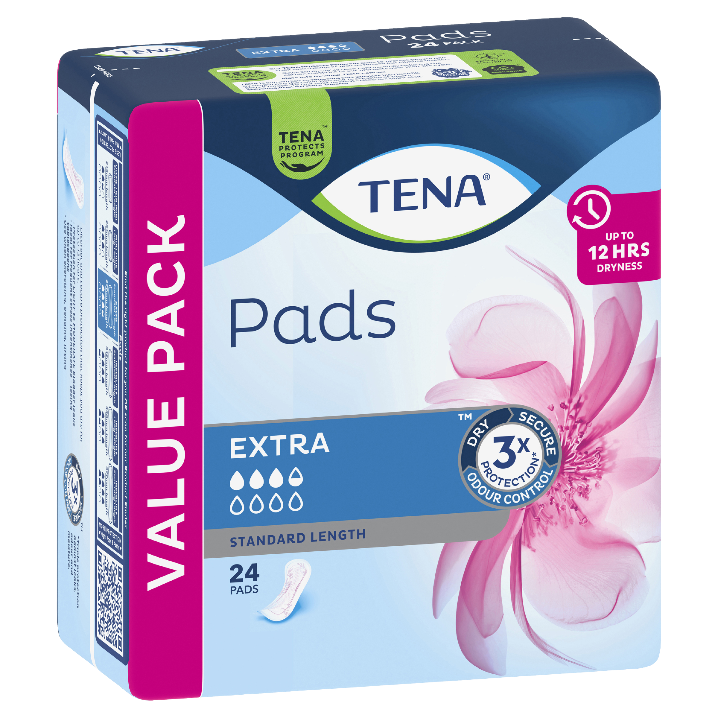 TENA PADS EXTRA STANDARD LENGTH 3.5D VALUE PACK 24 PACK