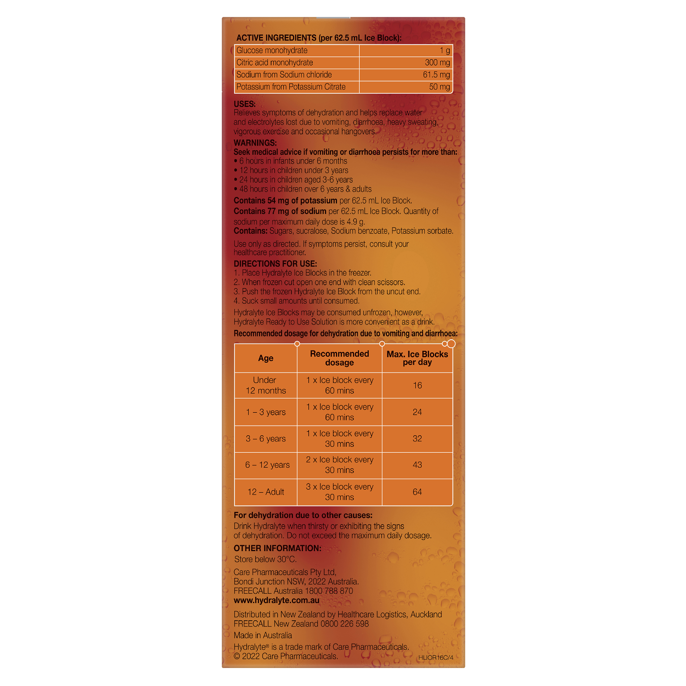 HYDRALYTE ICE BLOCKS ORANGE 16 PACK - Image 6