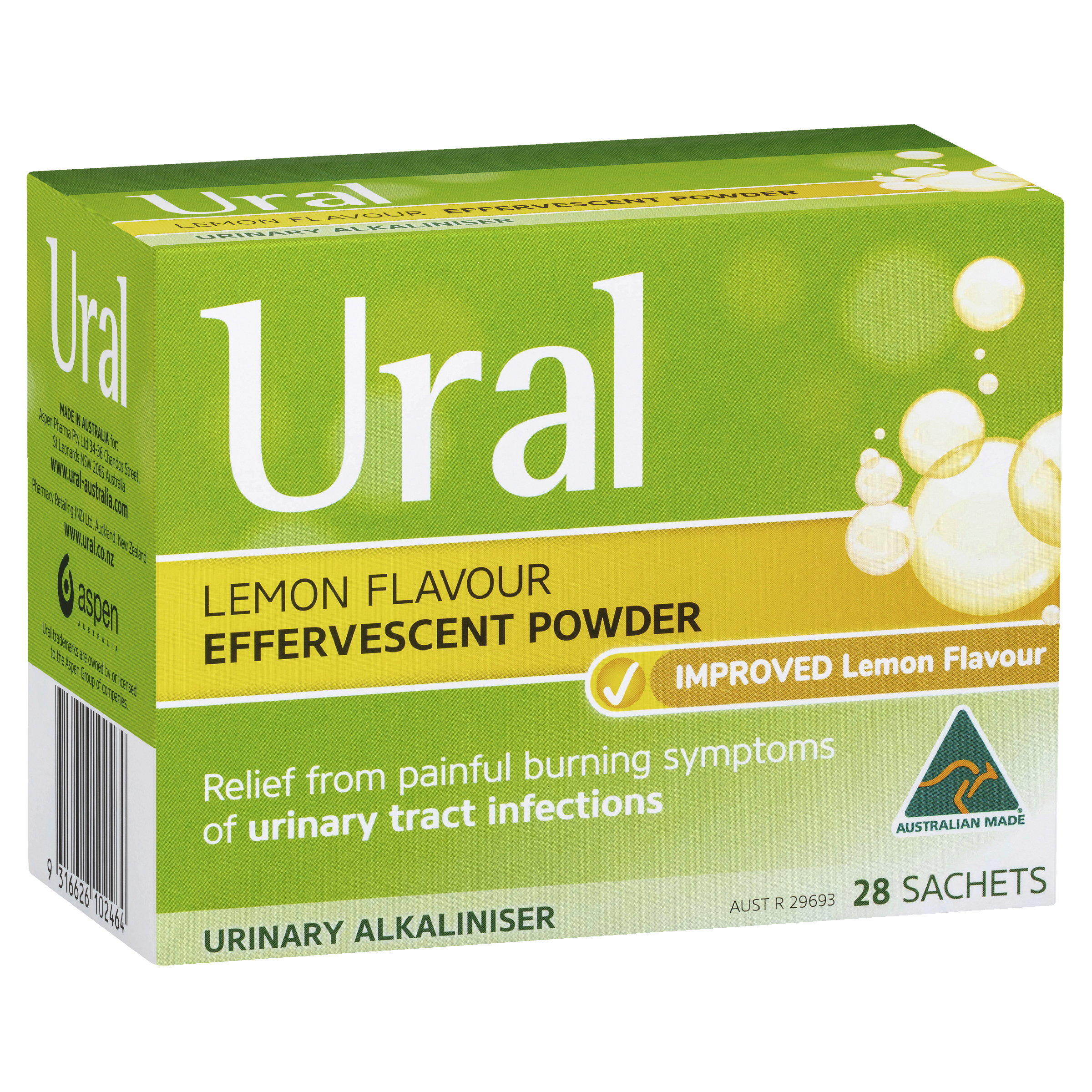 URAL EFFERVESCENT POWDER LEMON SACHETS 28 PACK