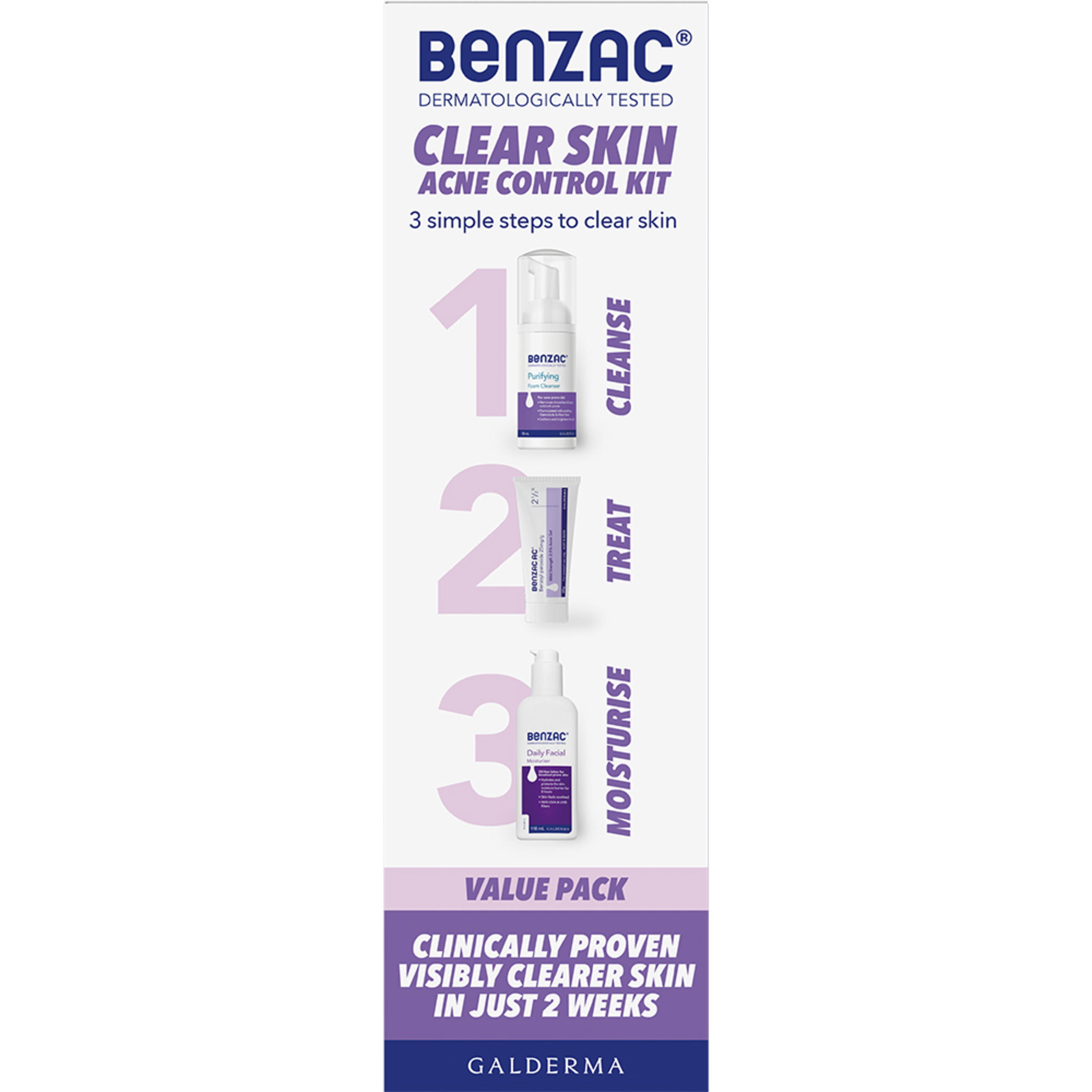 BENZAC 3 STEP CLEAR SKIN ACNE CONTROL KIT 60G - Image 3