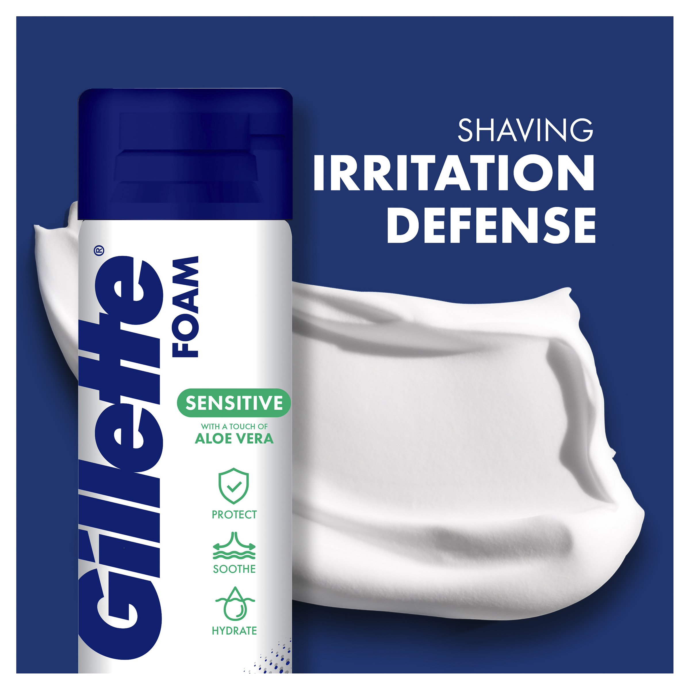 GILLETTE SHAVING FOAM SENSITIVE ALOE VERA 245G - Image 5