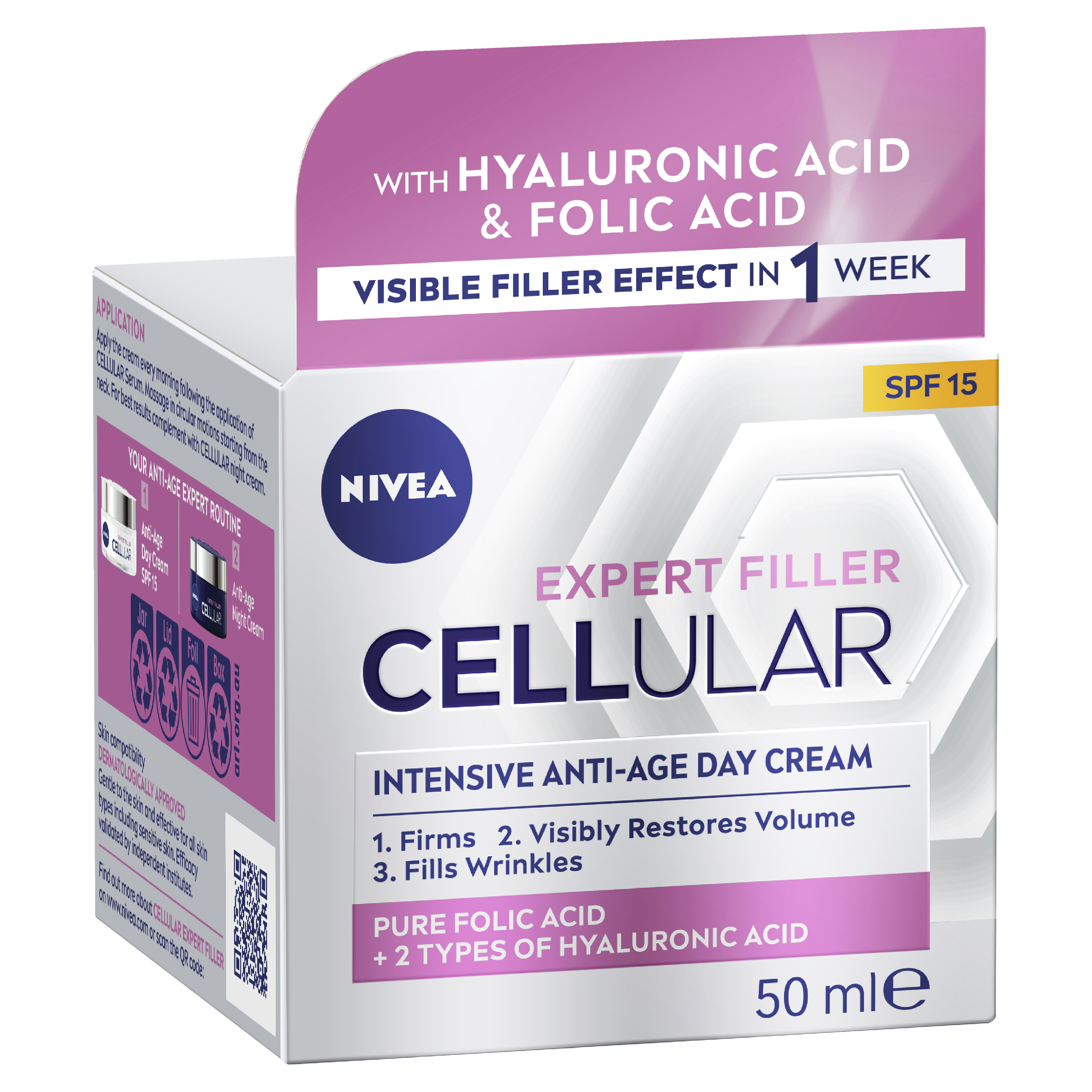 NIVEA CELLULAR EXPERT FILLER ANTI AGE DAY CREAM SPF15 50ML - Image 11