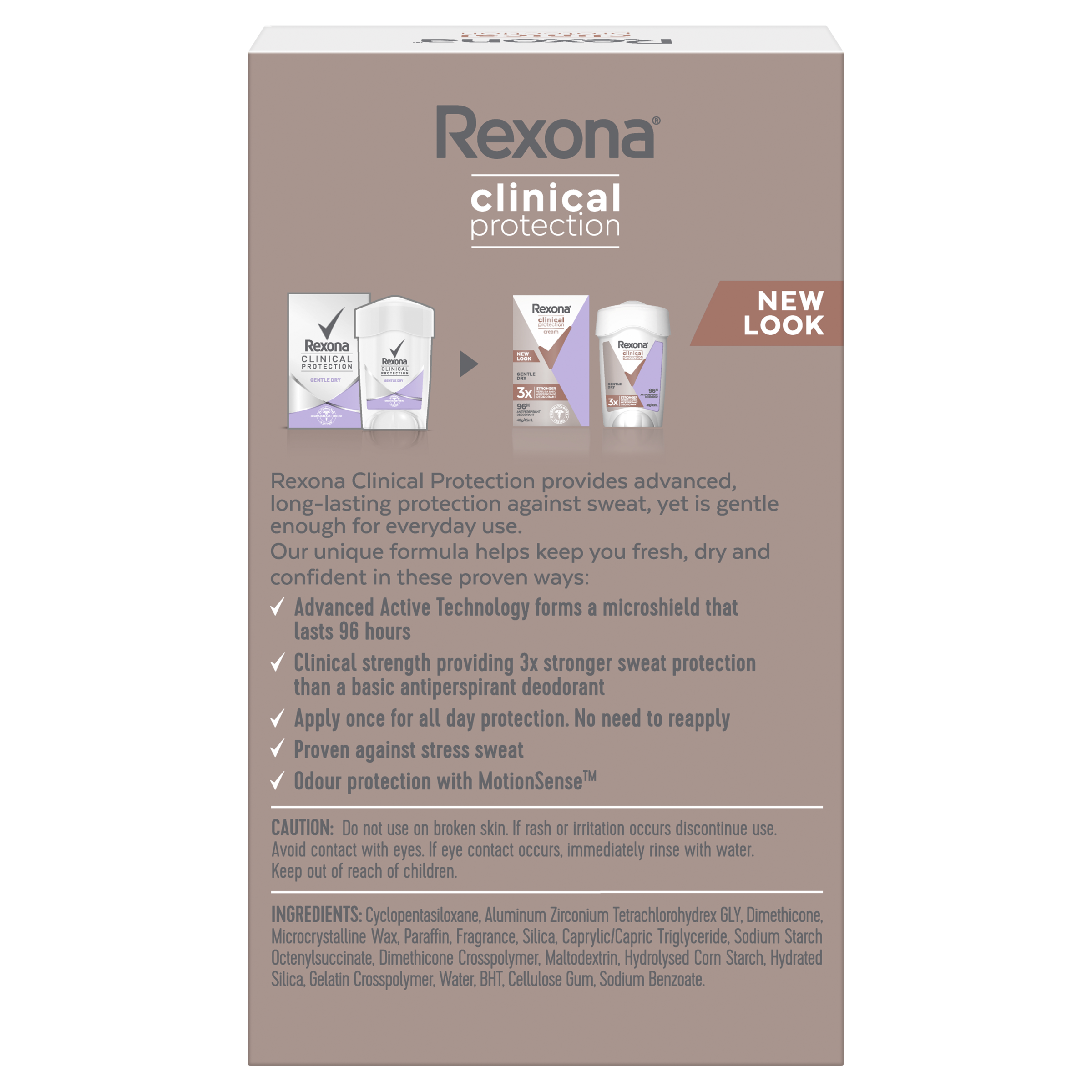 REXONA WOMEN CLINICAL ANTIPERSPIRANT CREAM GENTLE DRY 96HR 45ML - Image 2