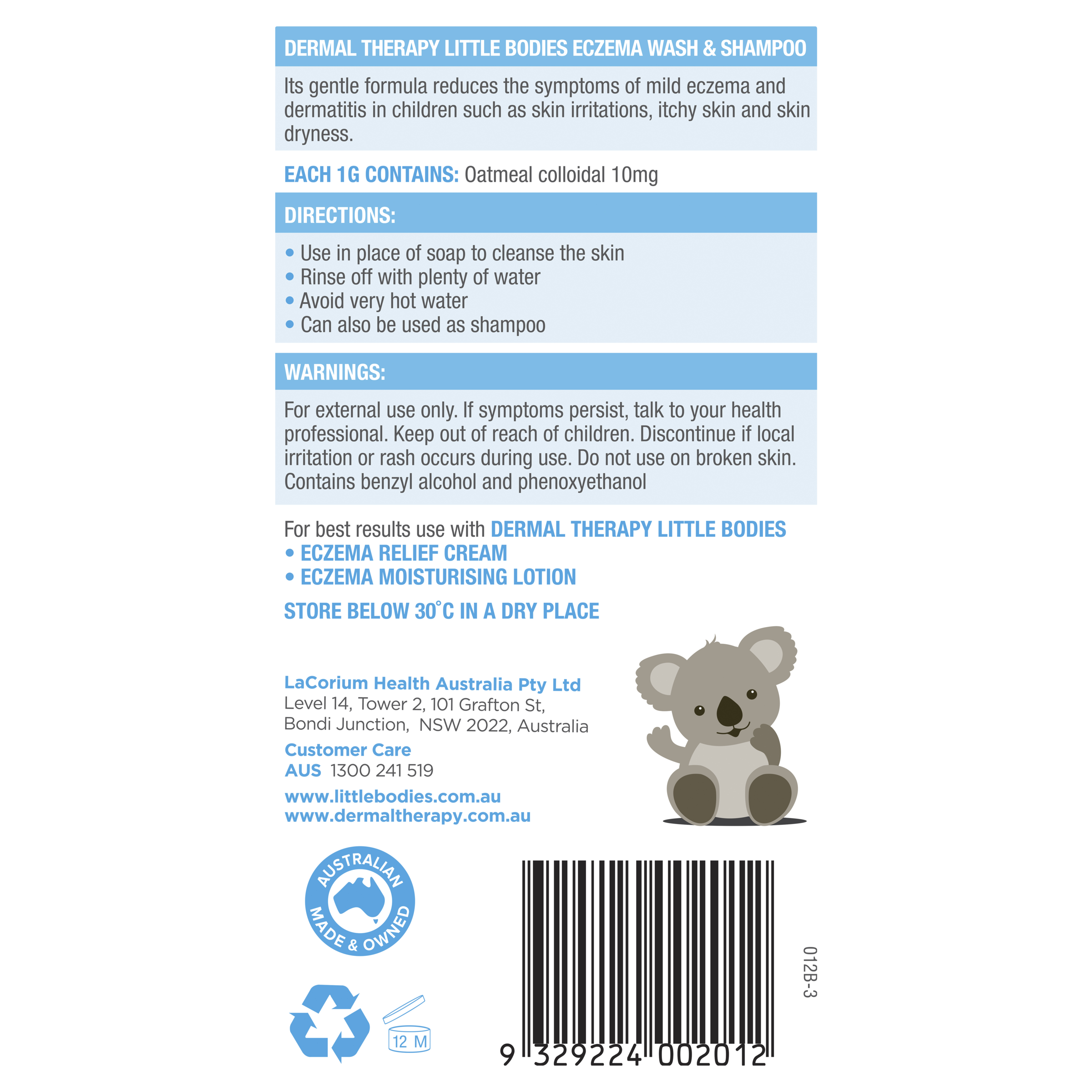 DERMAL THERAPY LITTLE BODIES ECZEMA WASH & SHAMPOO 210ML - Image 3