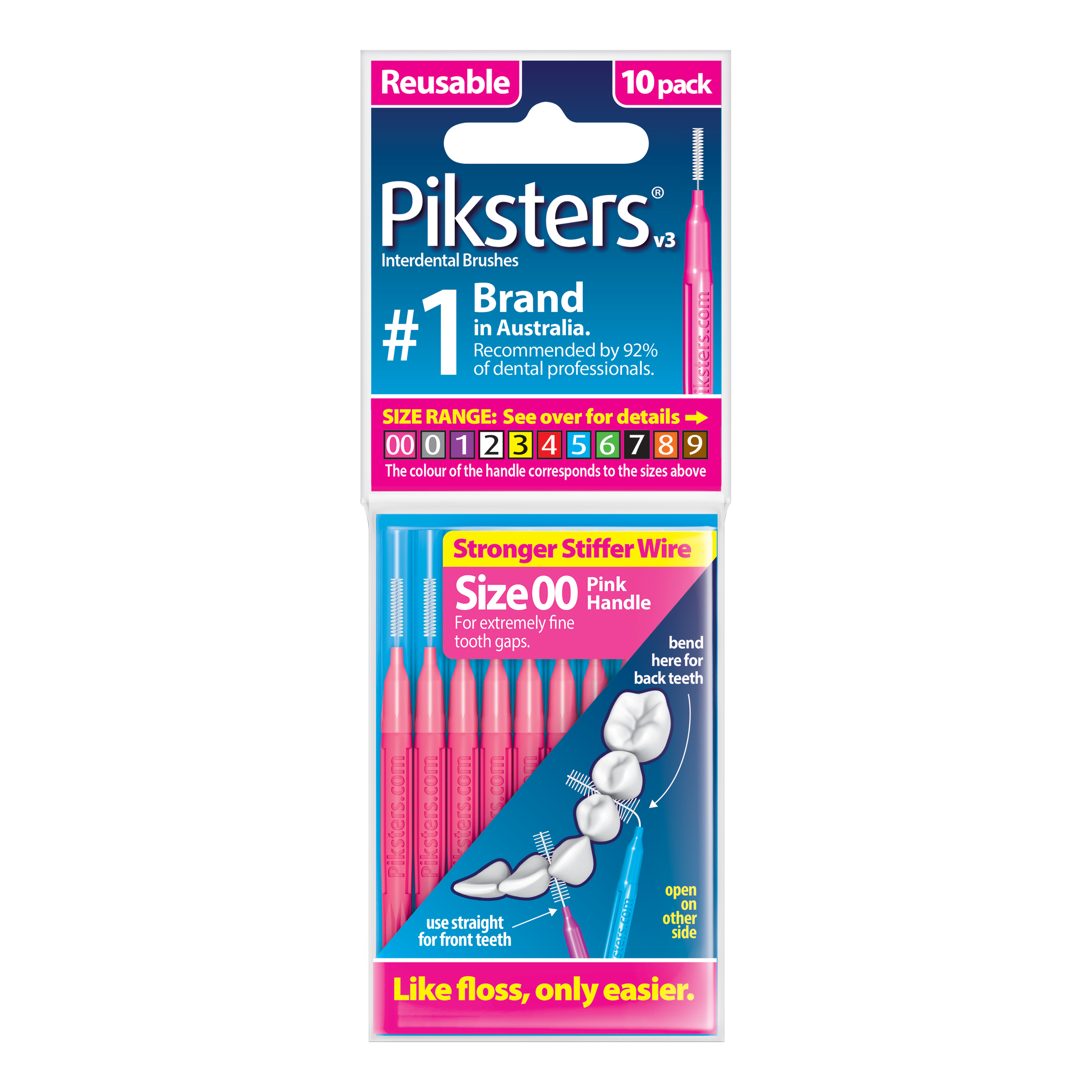 PIKSTERS INTERDENTAL BRUSH SIZE 00 PINK 10 PACK