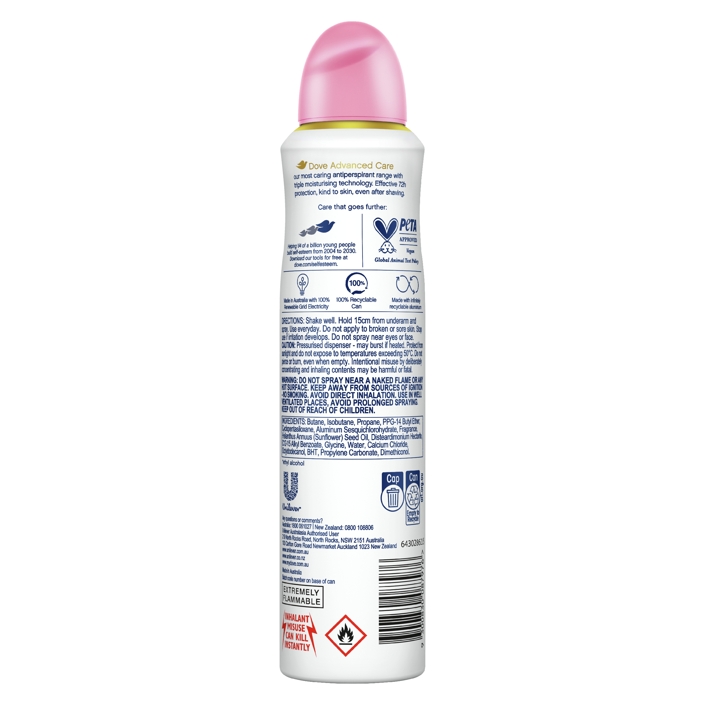 DOVE WOMEN ANTIPERSPIRANT ADVANCE POMEGRANATE & LEMON VERBENA 250ML - Image 2