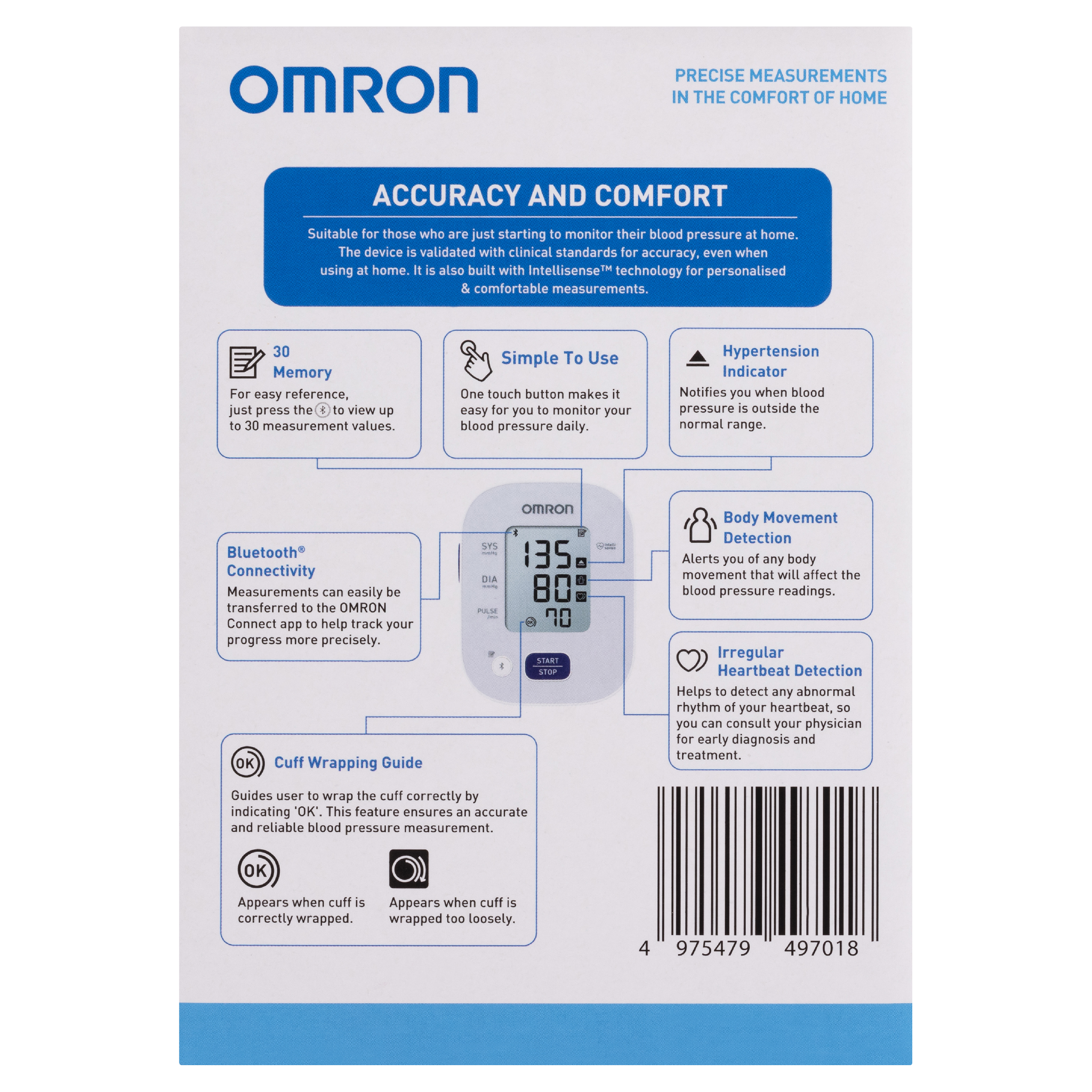 OMRON BLOOD PRESSURE MONITOR BLUETOOTH STANDARD HEM7144T1 - Image 3