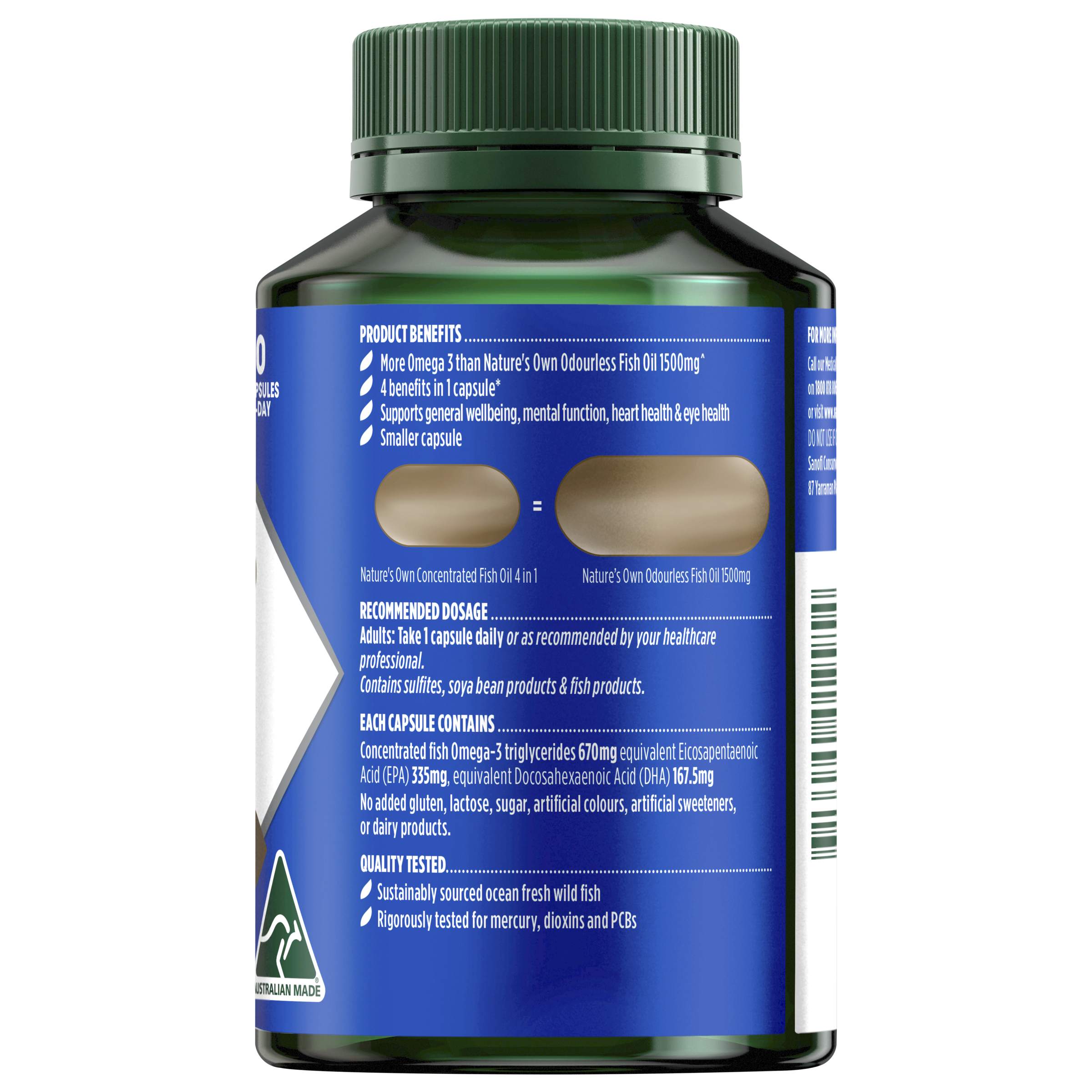 NATURES OWN CONCENTRATED FISH OIL 4 IN 1 90 CAPSULES - Image 4