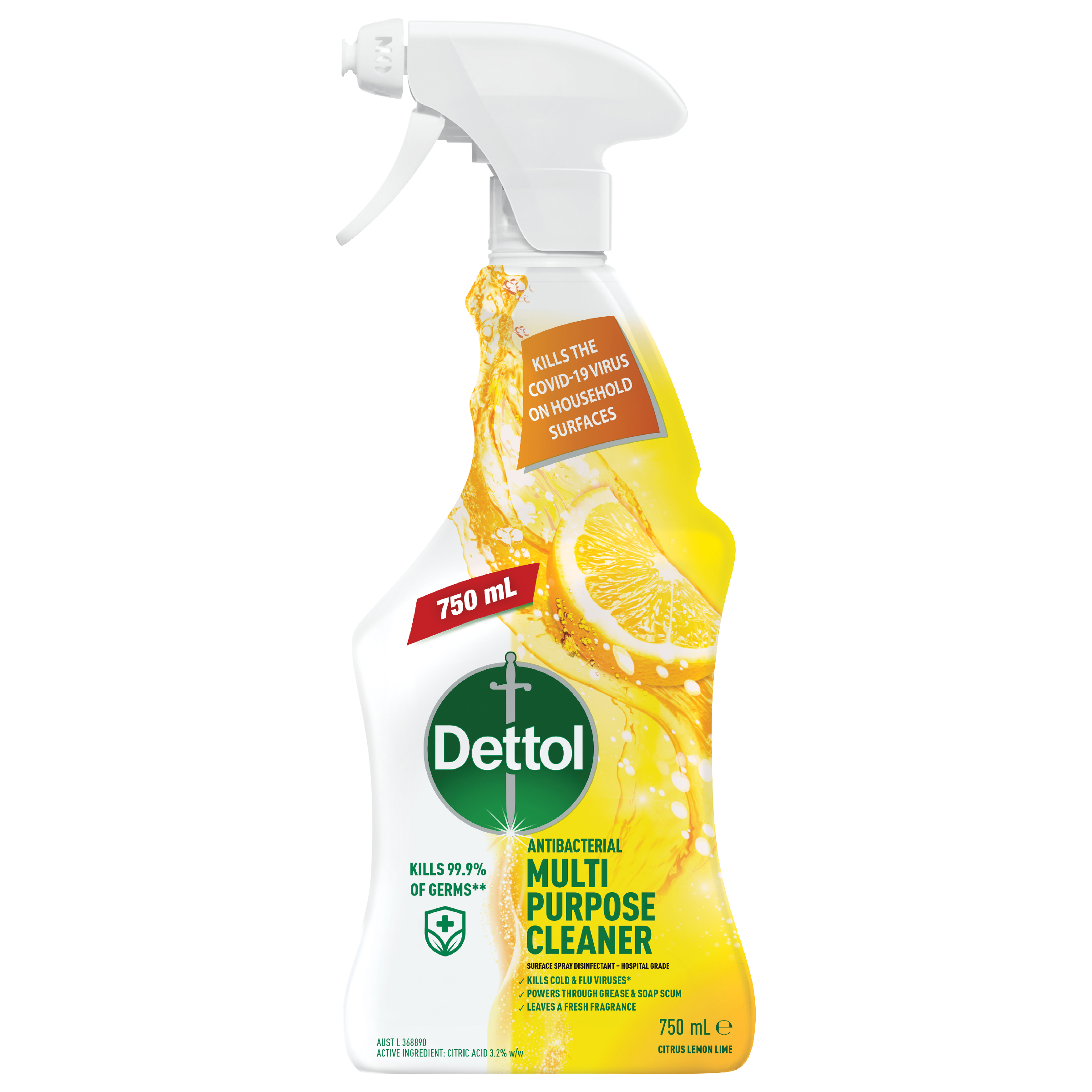 DETTOL MULTI PURPOSE SPRAY CITRUS LEMON LIME 750ML - Image 2
